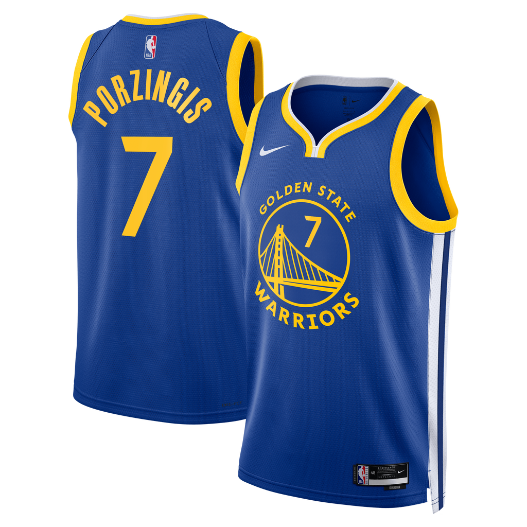 Golden State Warriors Nike Icon Edition Swingman Jersey - Royal - Kristaps Porziņģis - Unisex