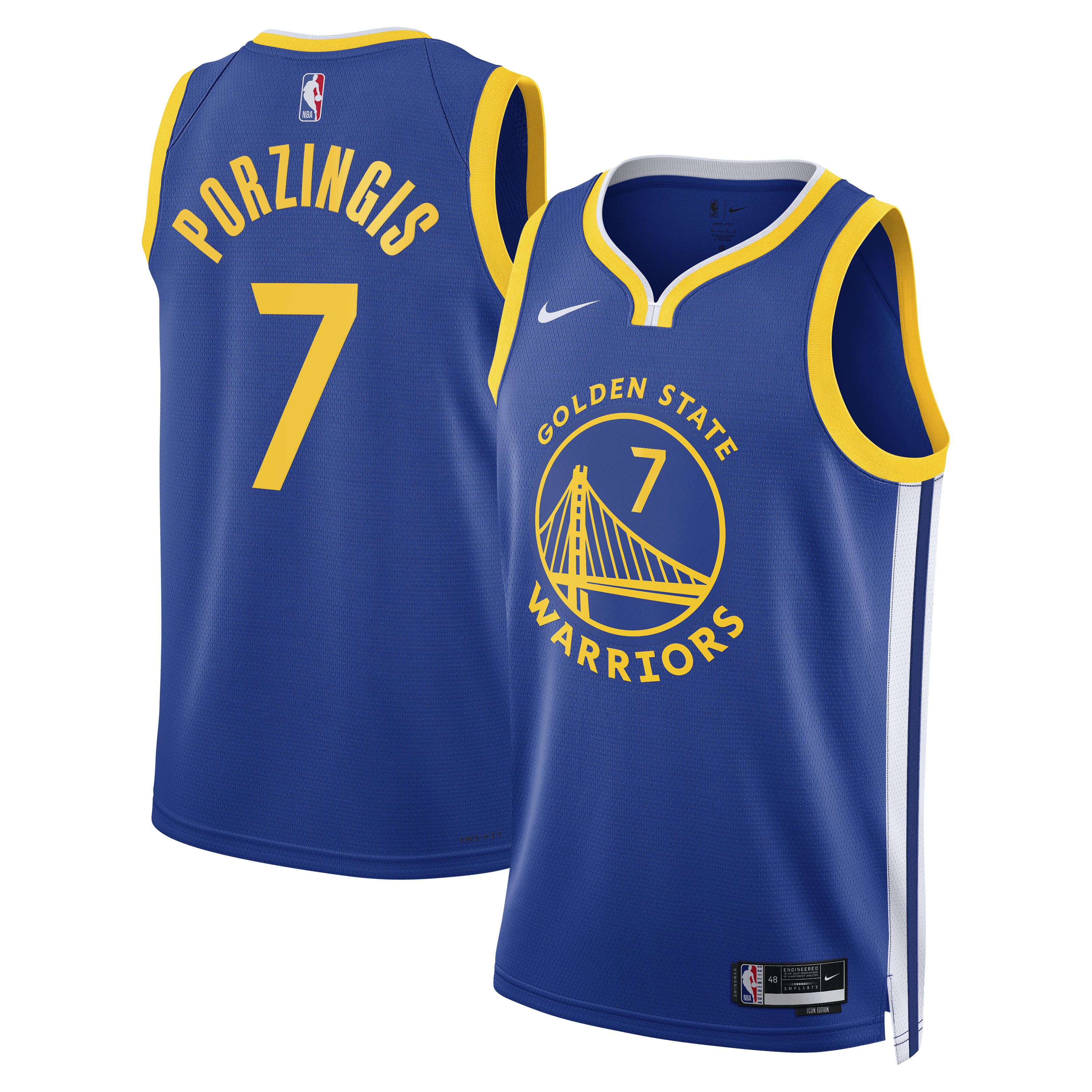 Golden State Warriors Nike Icon Edition Swingman Jersey - Royal - Kristaps Porziņģis - Unisex