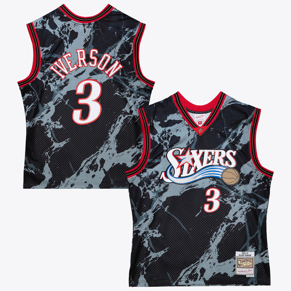 Philadelphia 76ers Mitchell & Ness Allen Iverson 2000 Team Marble Swingman Jersey - Black