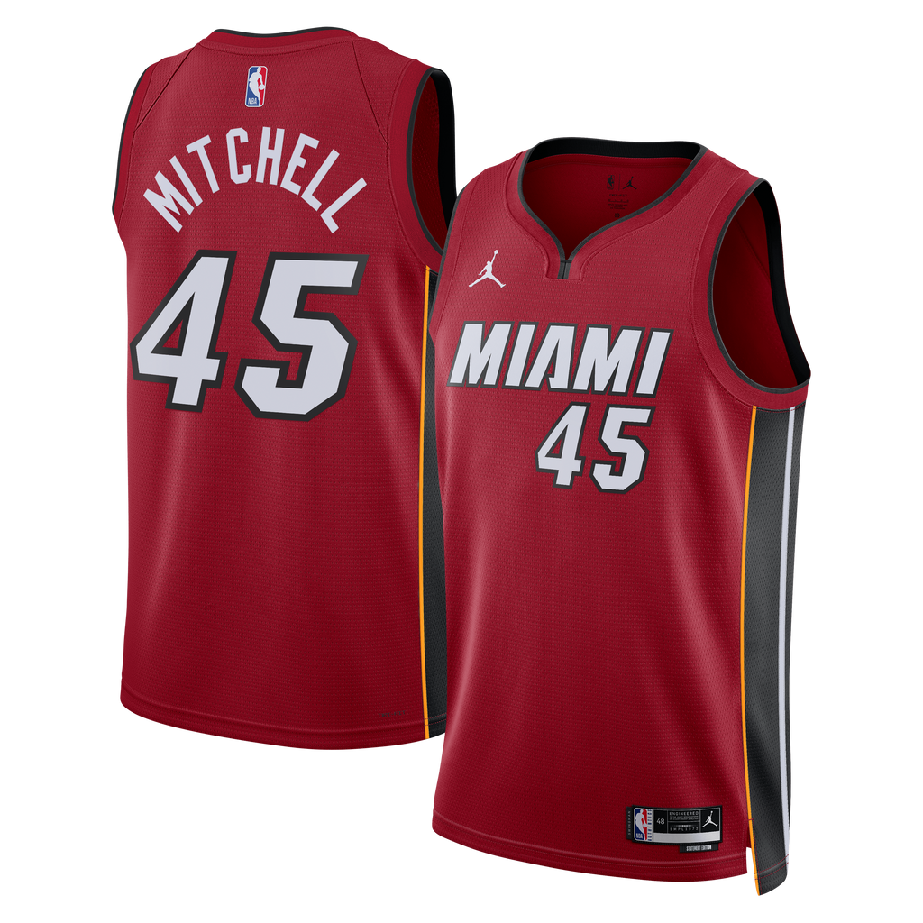 Miami Heat Jordan Brand Statement Edition Swingman Jersey - Red - Davion Mitchell - Unisex
