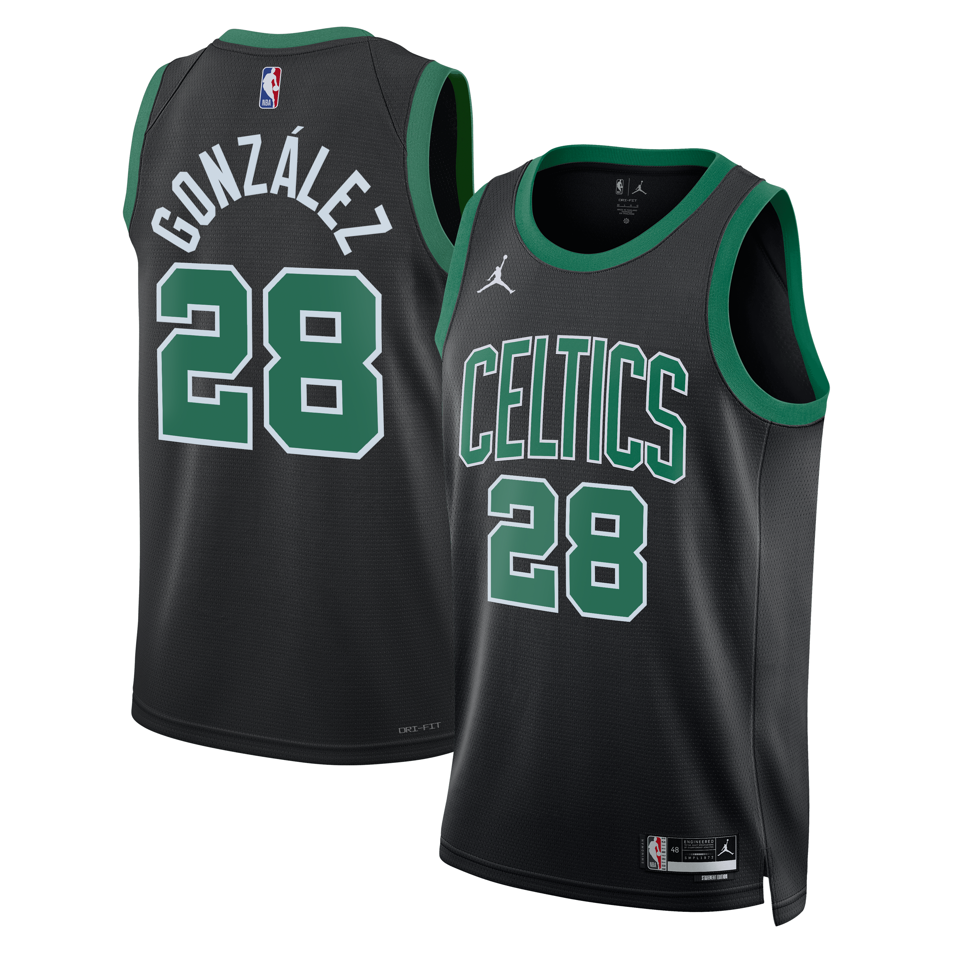 Boston Celtics Jordan Brand Statement Edition Swingman Jersey - Black - Hugo González - Unisex