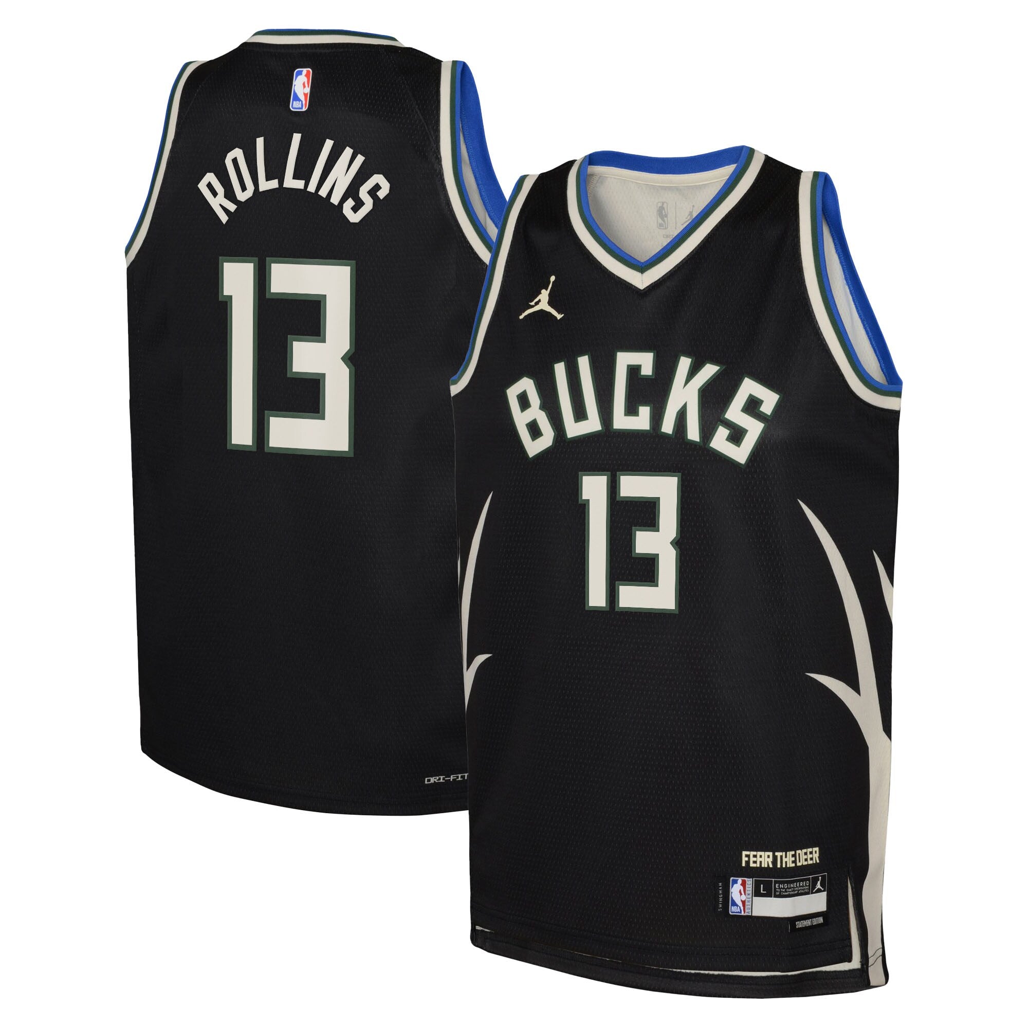 Milwaukee Bucks Jordan Brand Statement Edition Swingman Jersey - Hunter Green - Ryan Rollins - Youth