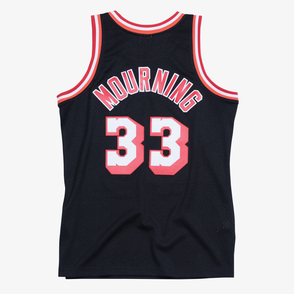 Men's Mitchell & Ness Alonzo Mourning Black Miami Heat Hardwood Classics Swingman Jersey