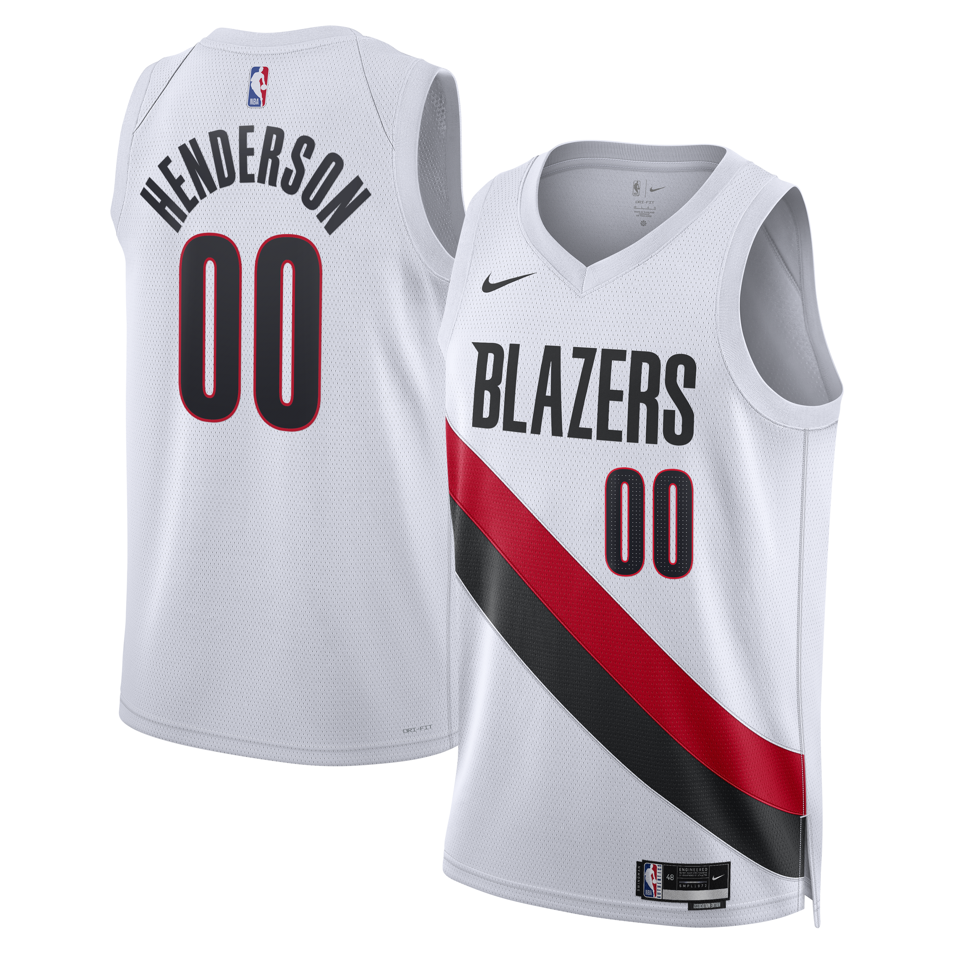 Portland Trail Blazers Nike Replica Association Edition Swingman Jersey - White - Scoot Henderson - Unisex
