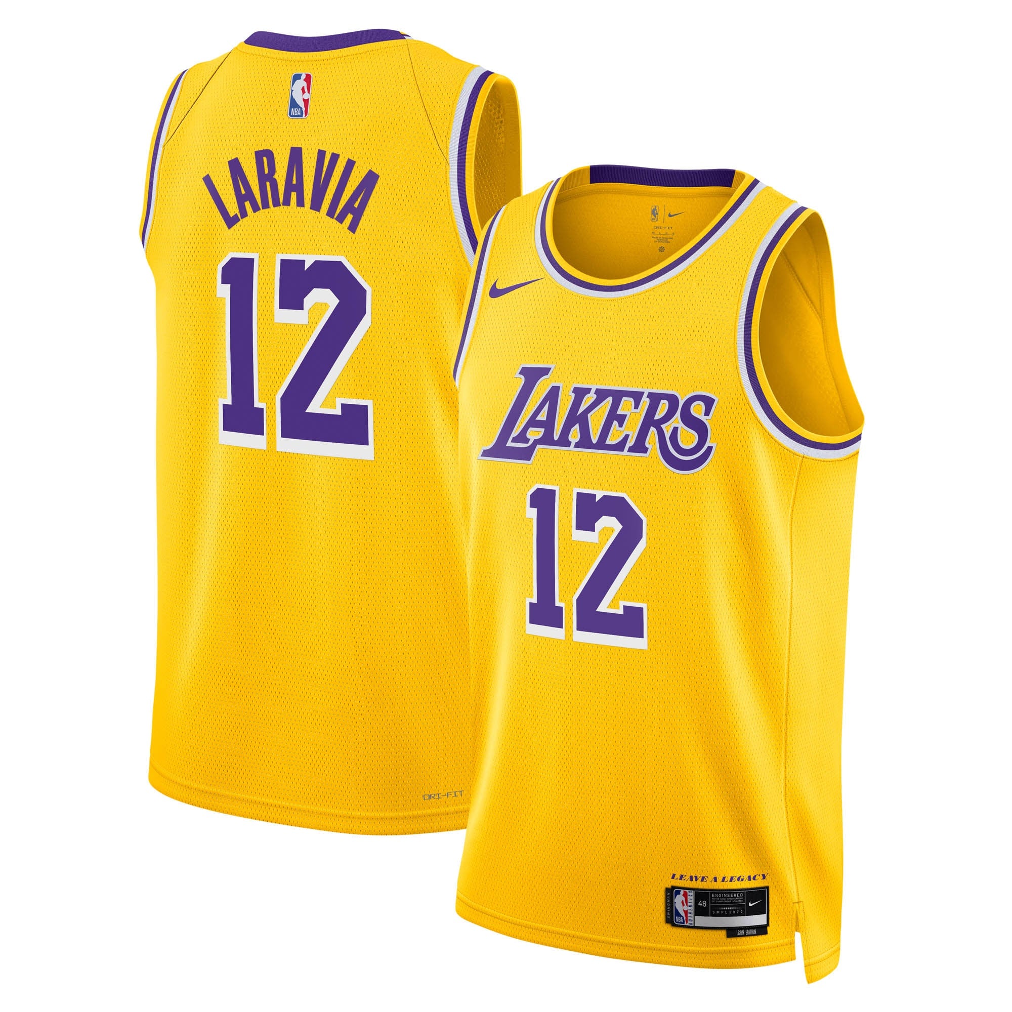 Los Angeles Lakers Nike Icon Edition Swingman Jersey - Gold - Jake LaRavia - Youth