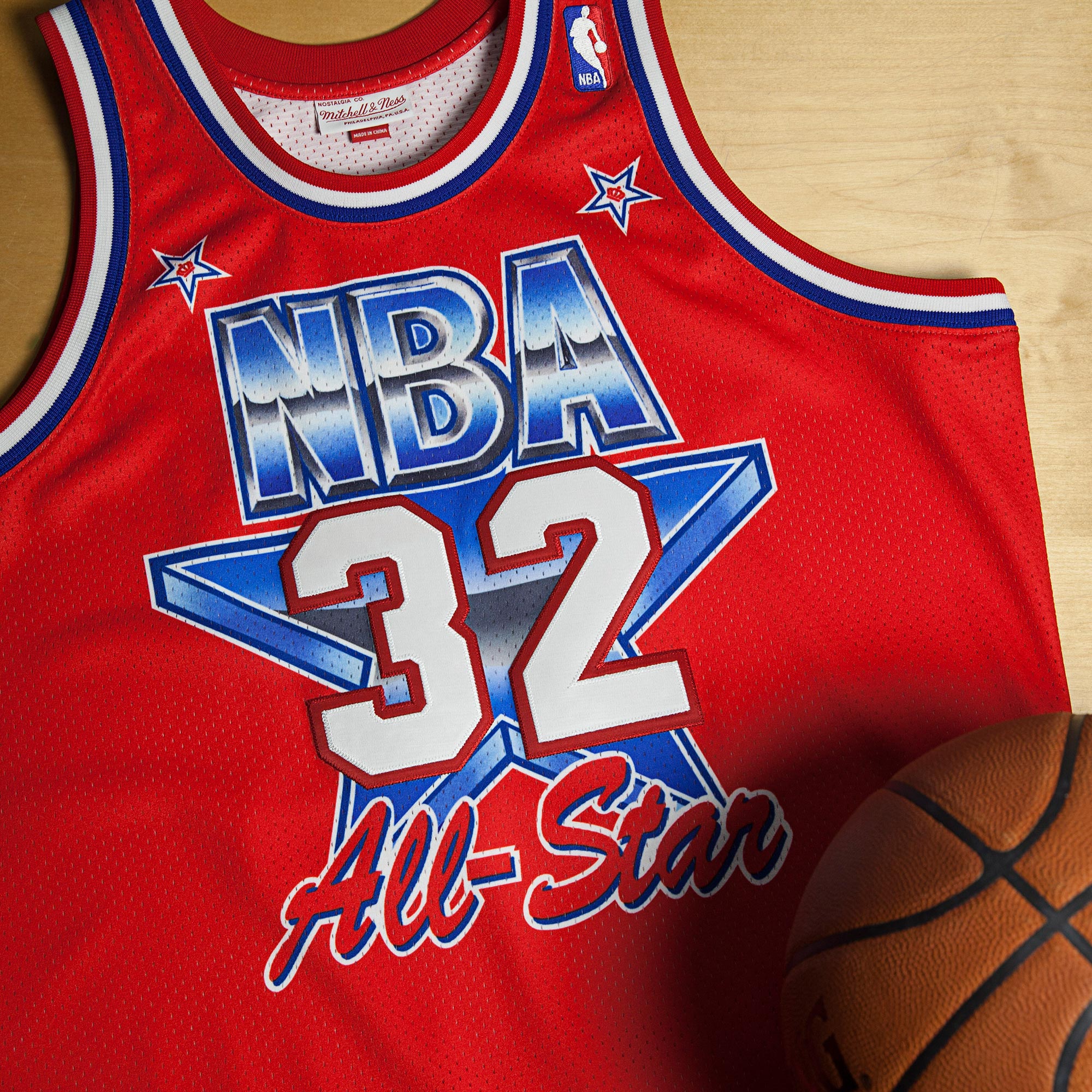 NBA All-Star West Magic Johnson 1991 Authentic Jersey by Mitchell & Ness - Scarlett - Mens