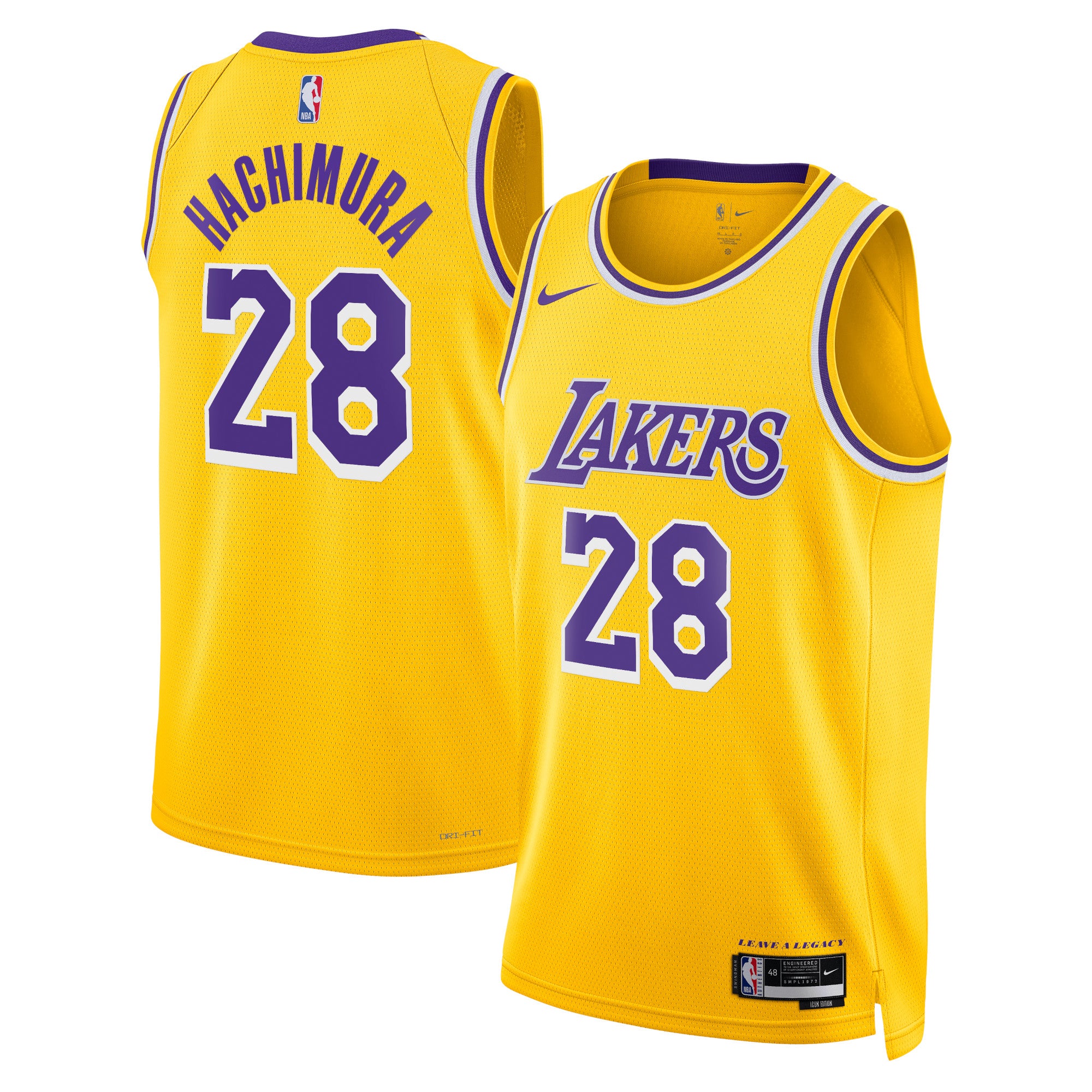 Los Angeles Lakers Nike Icon Edition Swingman Jersey - Gold - Rui Hachimura - Unisex