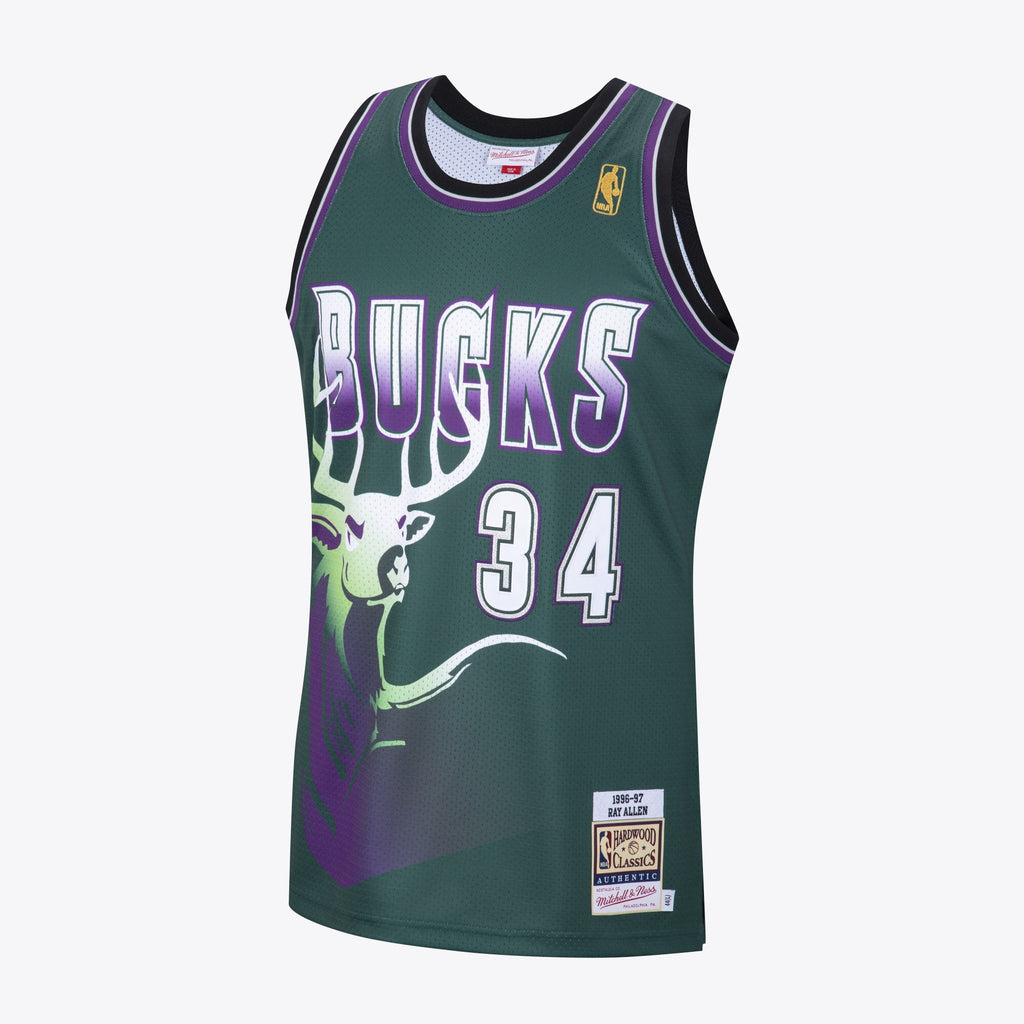 Milwaukee Bucks Ray Allen 1996 Hardwood Classics Alternate Swingman Jersey By Mitchell & Ness - Dark Green - Mens