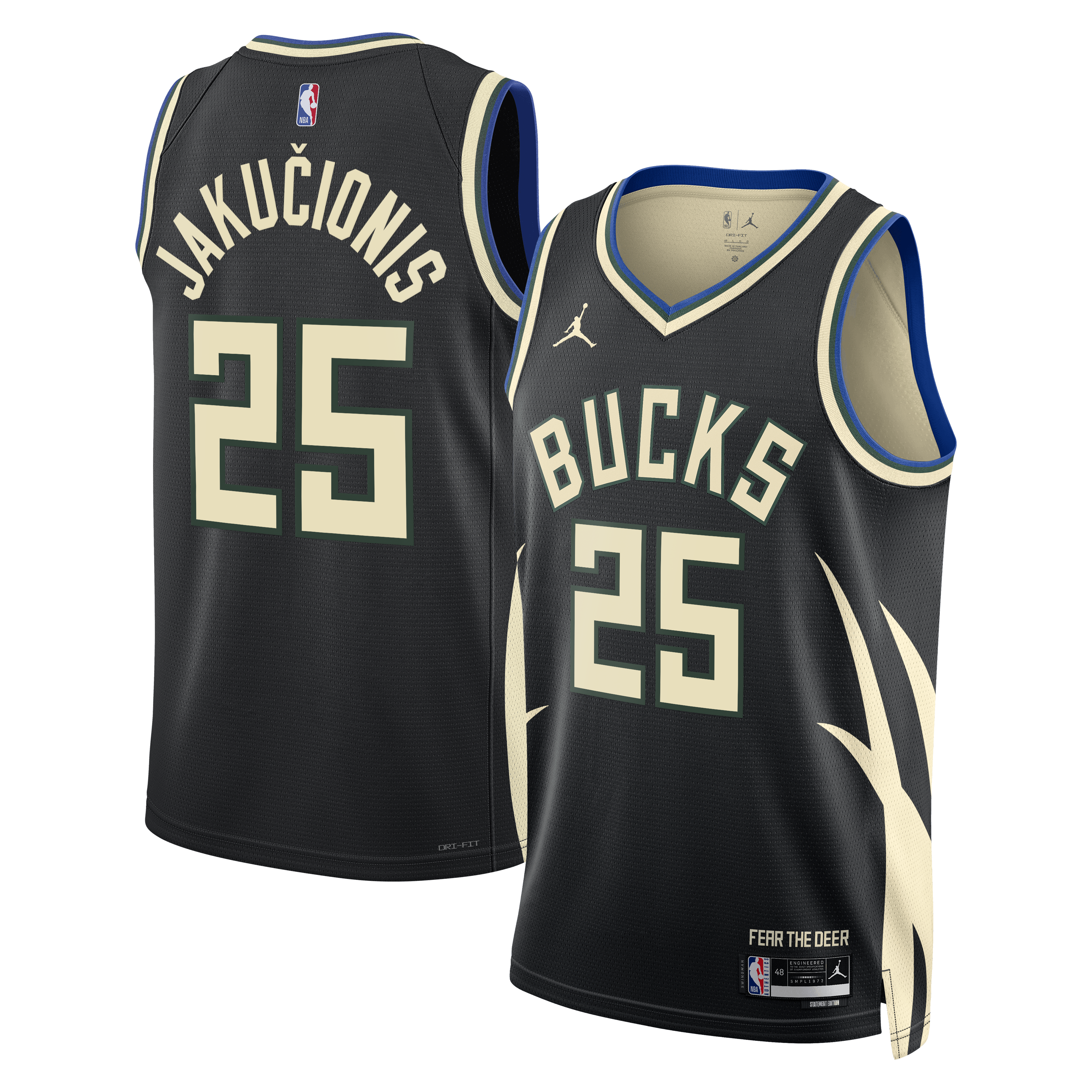 Milwaukee Bucks Jordan Brand Statement Edition Swingman Jersey - Hunter Green - Kasparas Jakučionis - Unisex