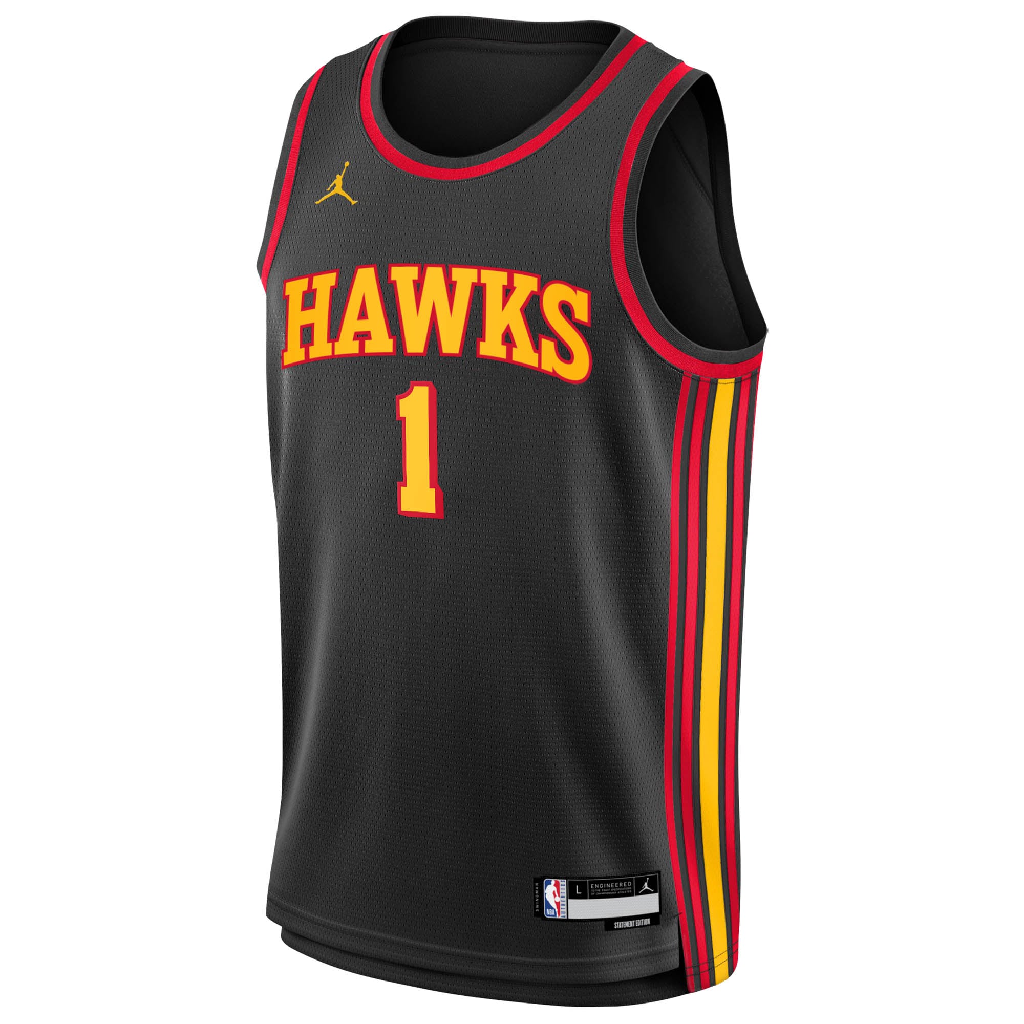 Atlanta Hawks Jordan Brand Statement Edition Swingman Jersey - Black - Jalen Johnson - Youth