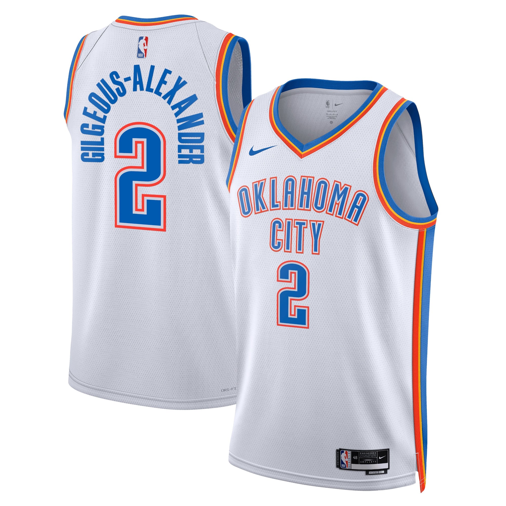 Oklahoma City Thunder Nike Association Edition Swingman Jersey - White - Shai Gilgeous-Alexander - Unisex