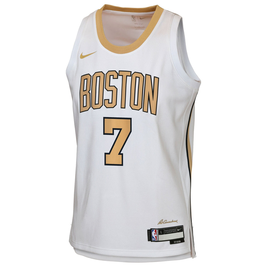 Boston Celtics Nike 2025/26 City Edition Swingman Jersey - White - Jaylen Brown - Youth