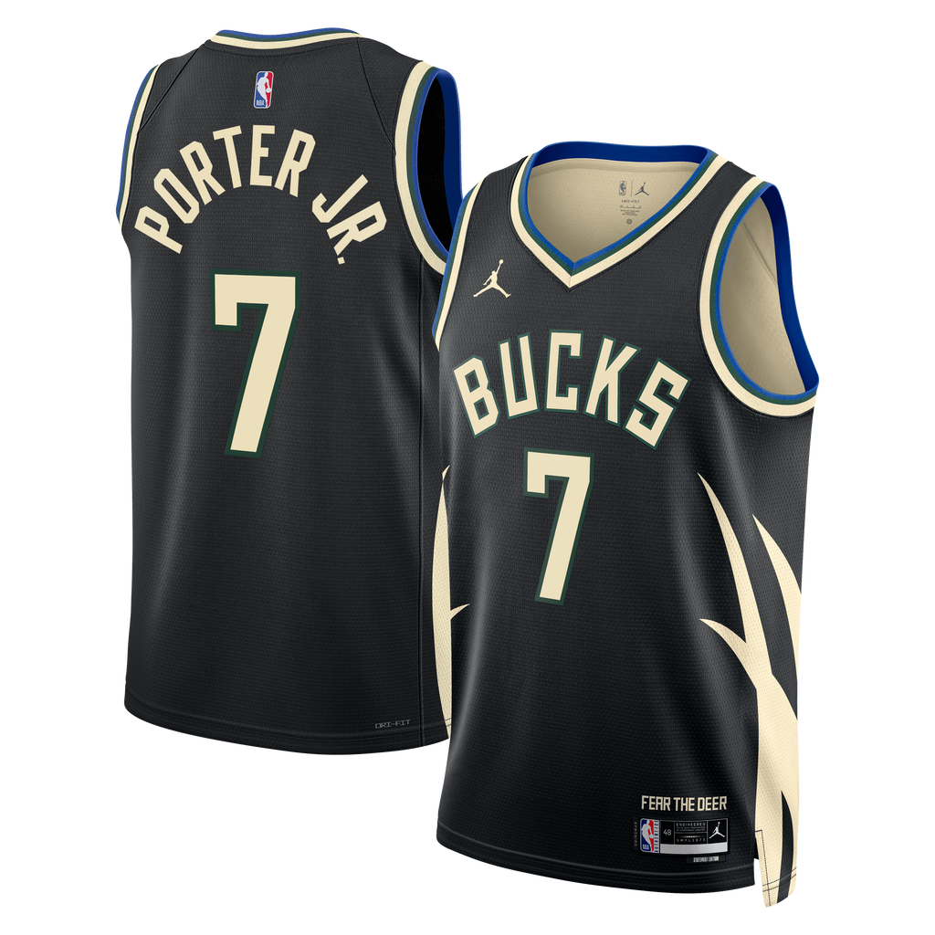Milwaukee Bucks Jordan Brand Statement Edition Swingman Jersey - Hunter Green - Kevin Porter Jr. - Unisex