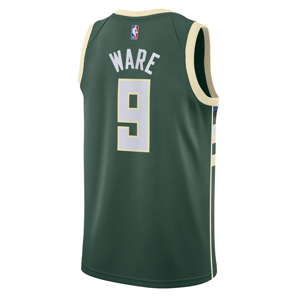 Milwaukee Bucks Nike Icon Edition Swingman Jersey - White - Kel'el Ware - Unisex