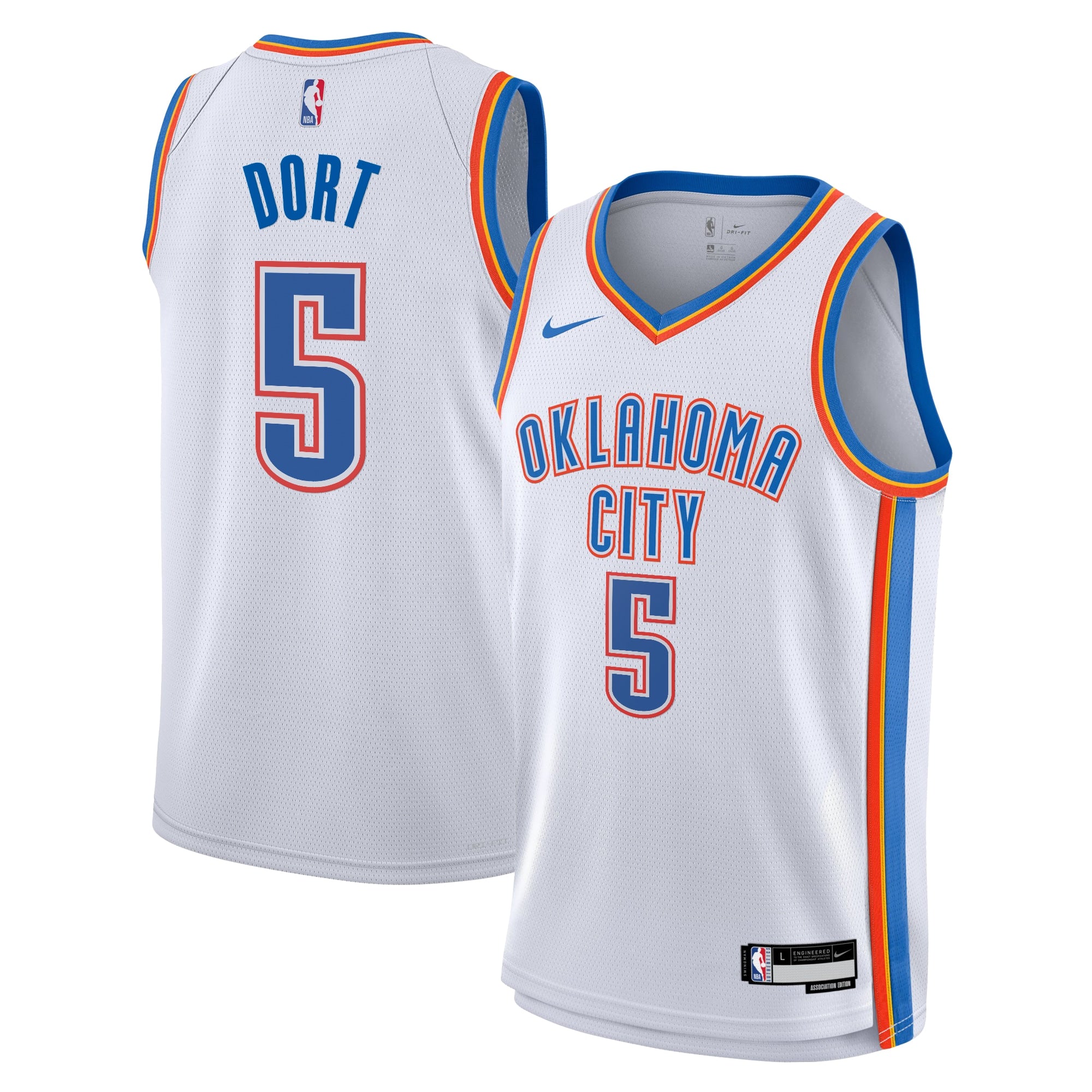 Oklahoma City Thunder Nike Association Edition Swingman Jersey - White - Luguentz Dort - Youth