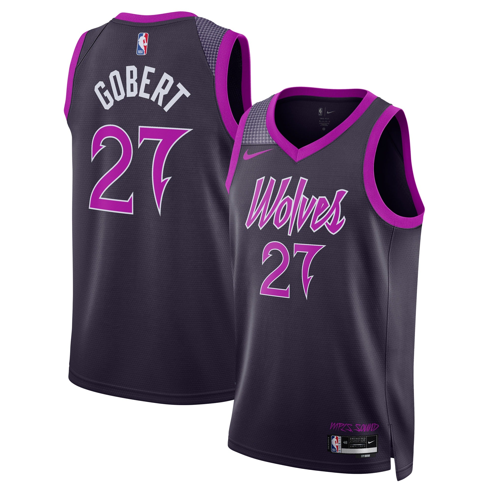 Minnesota Timberwolves Nike 2025/26 City Edition Swingman Jersey - Black - Rudy Gobert - Unisex