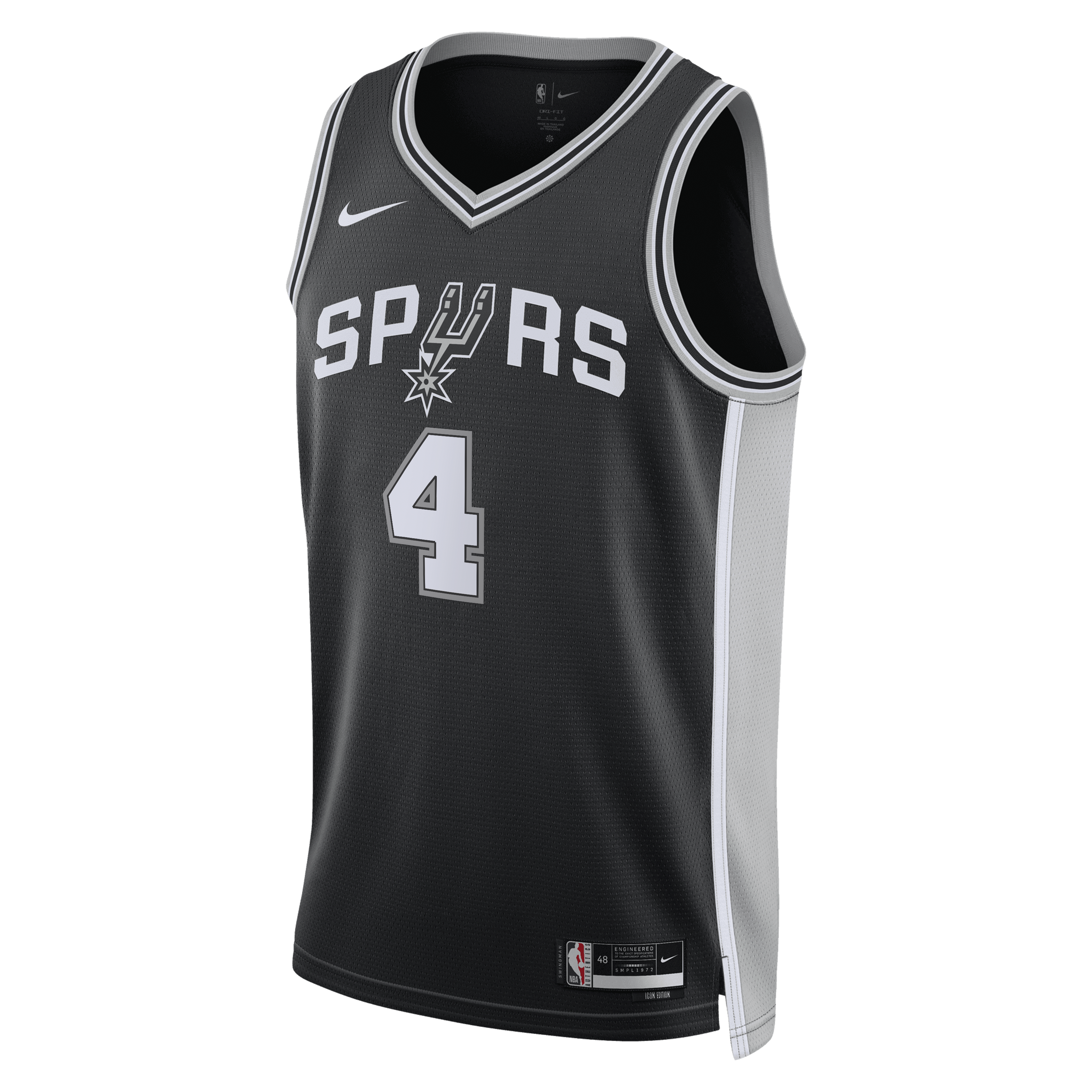 San Antonio Spurs Nike Icon Edition Swingman Jersey - Black - De'Aaron Fox - Unisex