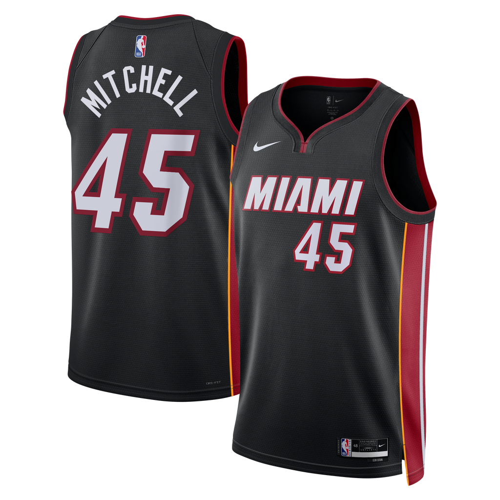 Miami Heat Nike Icon Edition Swingman Jersey - Black - Davion Mitchell - Unisex