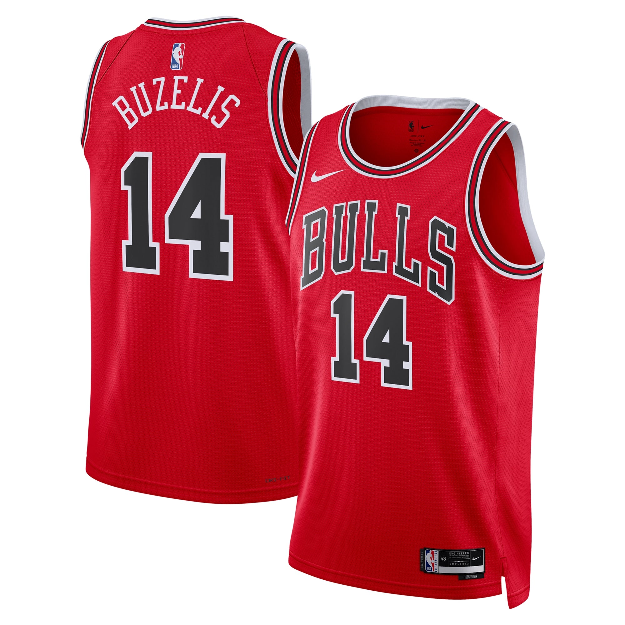 Chicago Bulls Nike Icon Swingman Jersey - Red - Matas Buzelis - Unisex