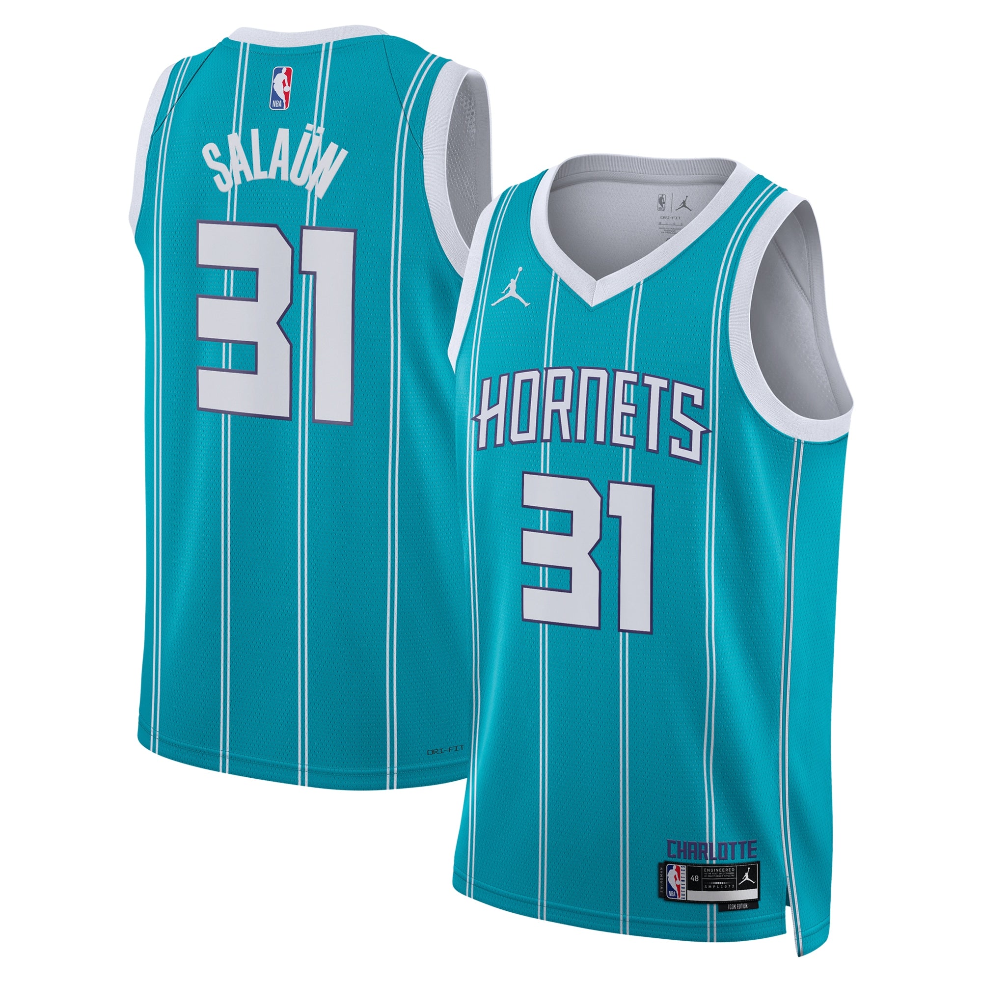 Charlotte Hornets Jordan Brand Icon Edition Swingman Jersey - Teal - Tidjane Salaün - Unisex