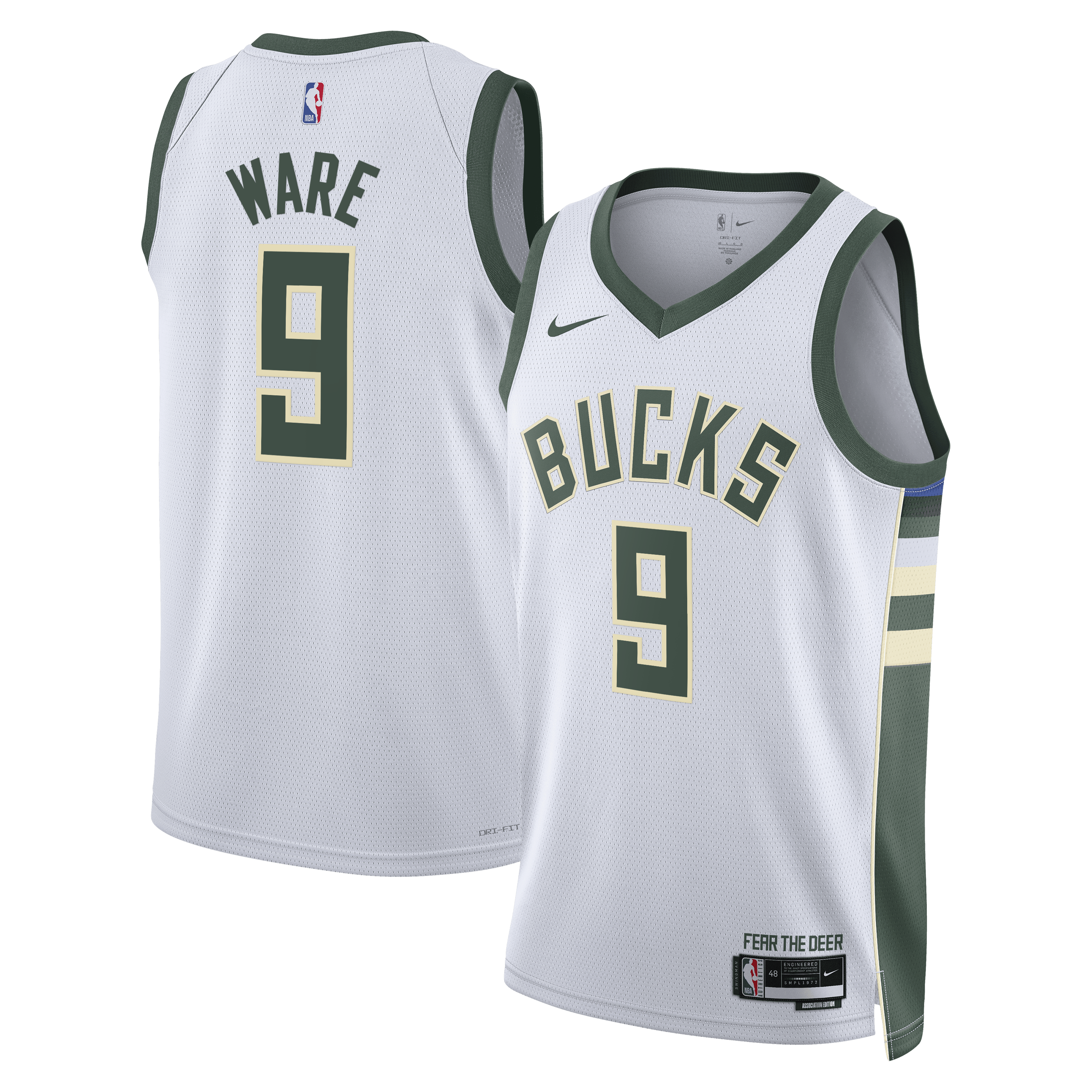 Milwaukee Bucks Nike Association Edition Swingman Jersey - White - Kel'el Ware - Unisex