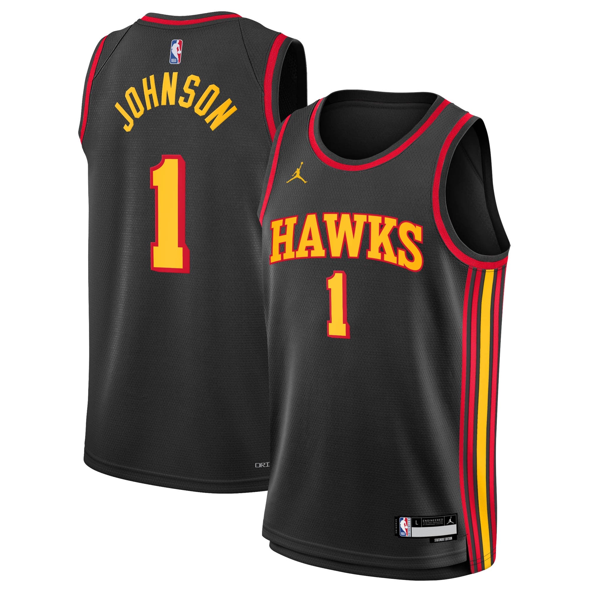 Atlanta Hawks Jordan Brand Statement Edition Swingman Jersey - Black - Jalen Johnson - Youth