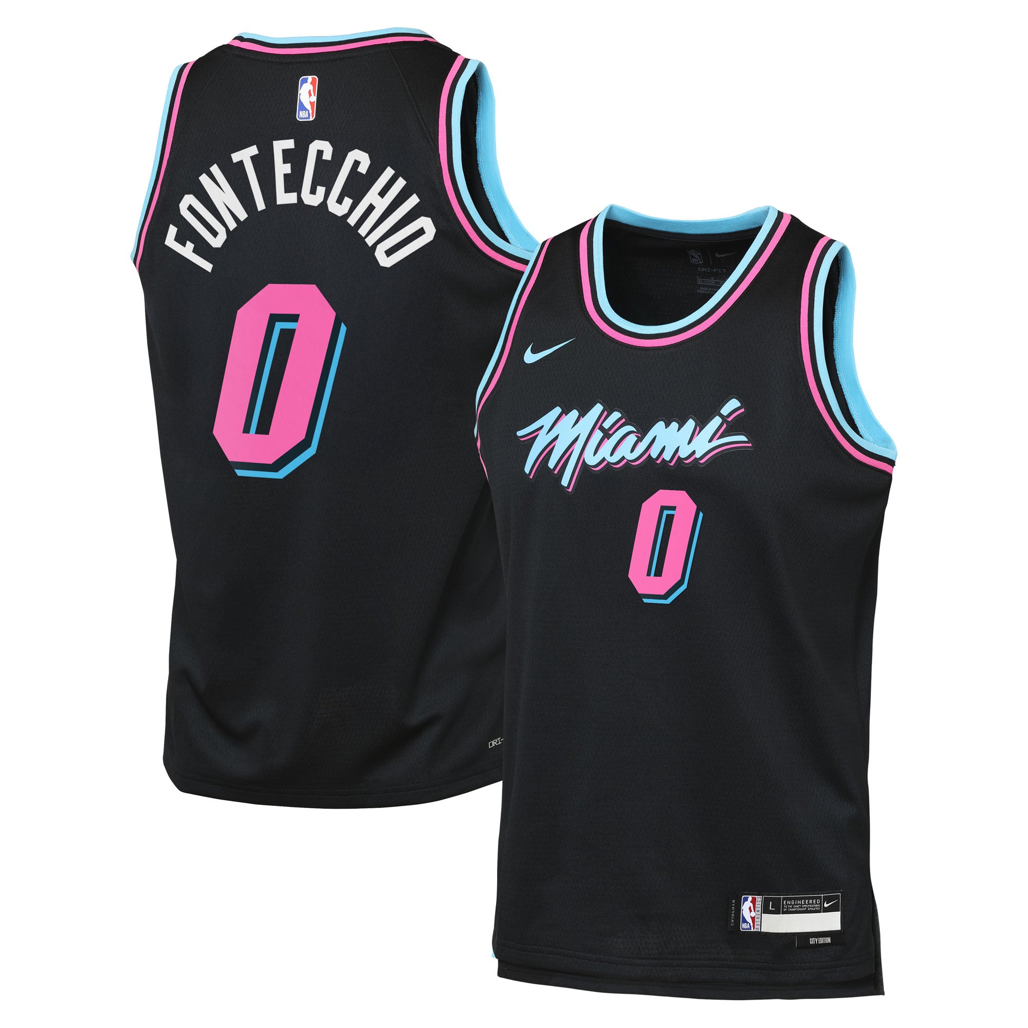 Miami Heat Nike 2025/26 City Edition Swingman Player Jersey - Black - Simone Fontecchio - Youth