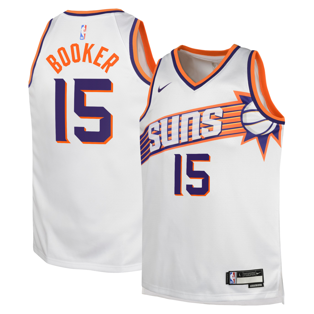Phoenix Suns Nike Association Edition Swingman Jersey - White - Devin Booker - Youth