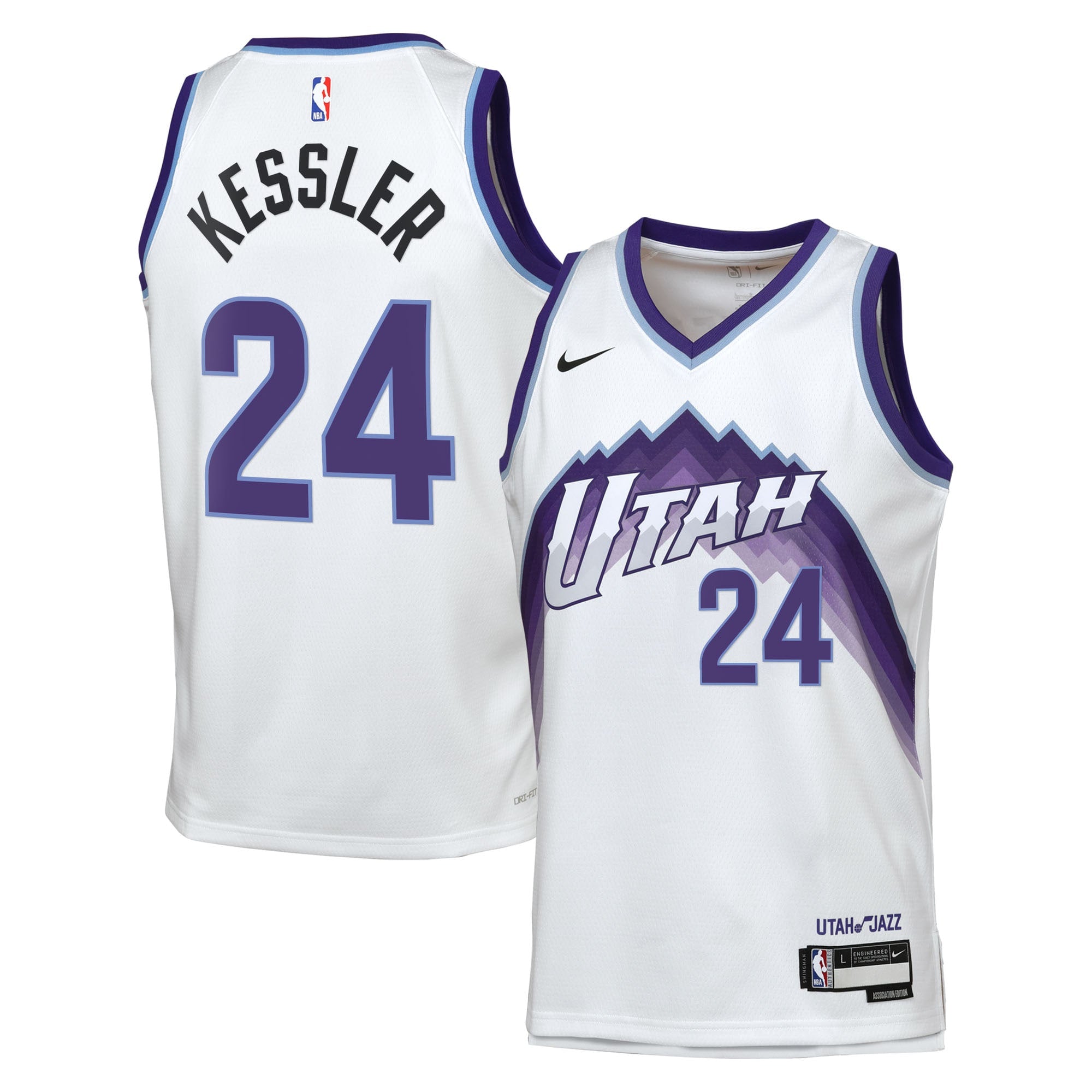 Utah Jazz Nike Replica Association Edition Swingman Jersey - White - Walker Kessler - Youth