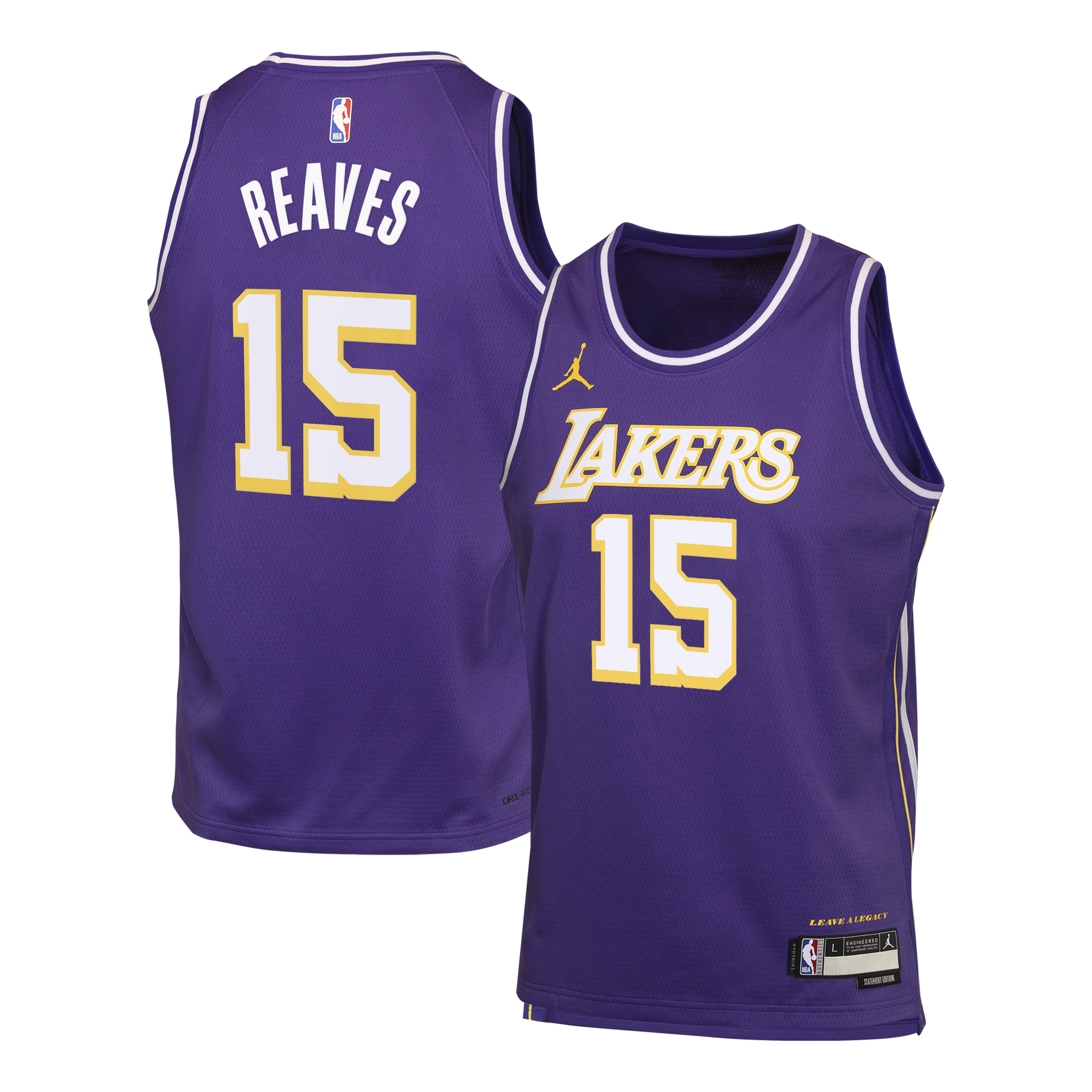Los Angeles Lakers Jordan Brand Statement Edition Jersey - Purple - Austin Reaves - Youth