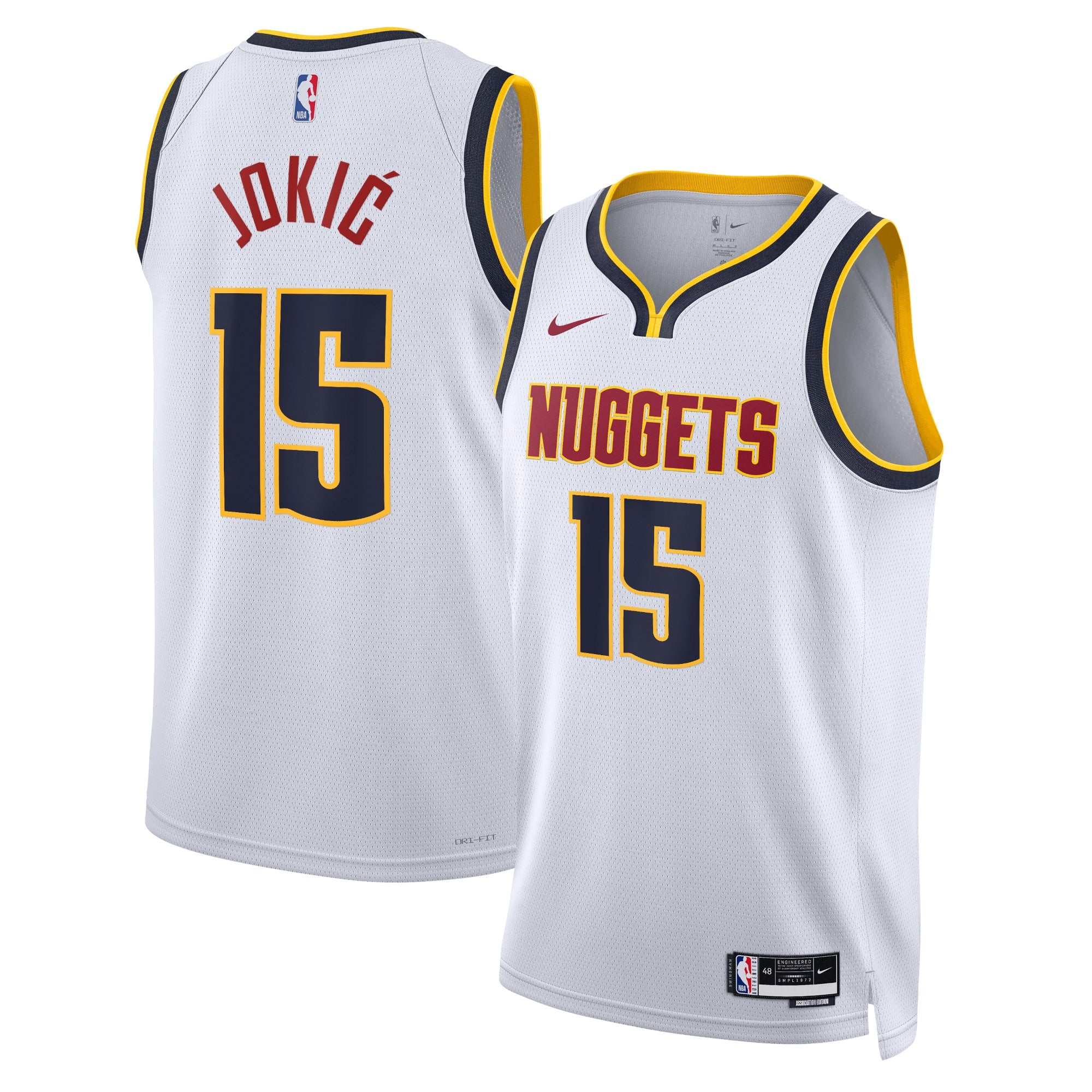 Denver Nuggets Nike Association Edition Swingman Jersey - White - Nikola Jokić - Unisex