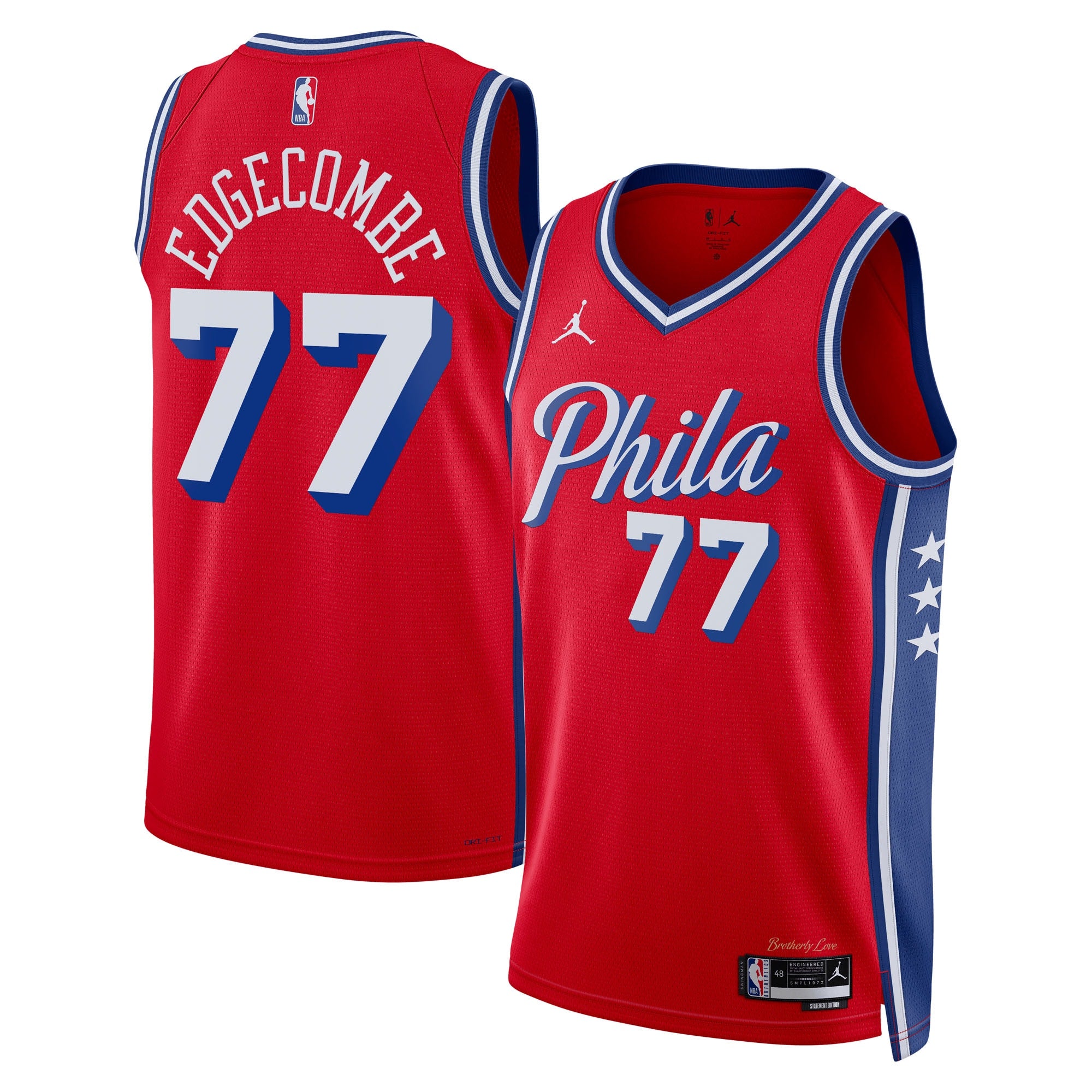 Philadelphia 76ers Jordan Brand Statement Edition Swingman Jersey - Red - VJ Edgecombe - Unisex