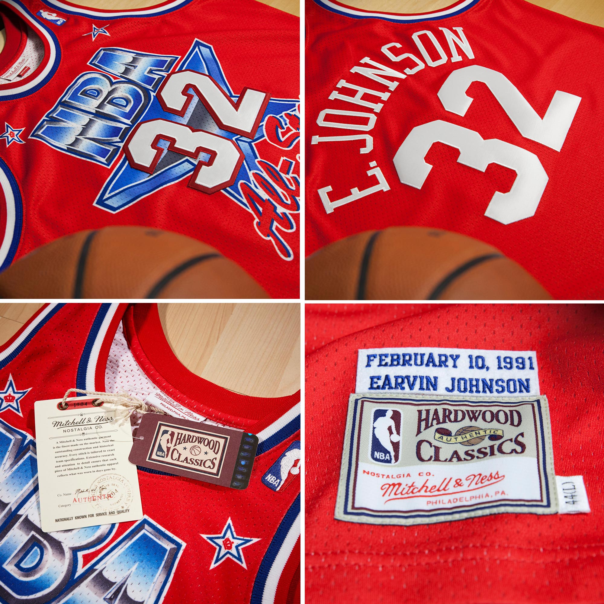 NBA All-Star West Magic Johnson 1991 Authentic Jersey by Mitchell & Ness - Scarlett - Mens