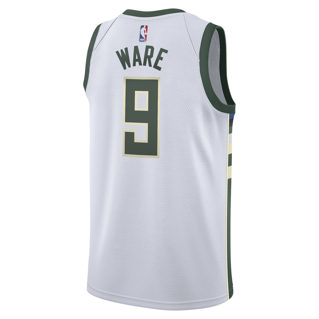 Milwaukee Bucks Nike Association Edition Swingman Jersey - White - Kel'el Ware - Youth