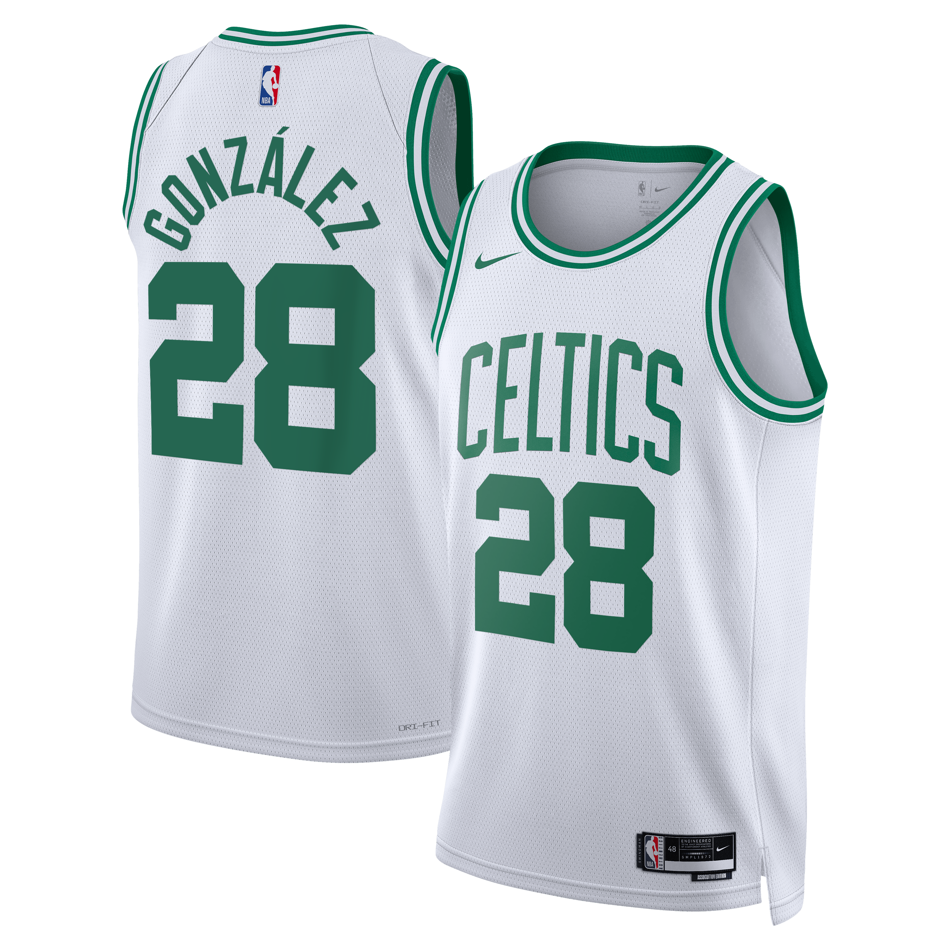 Boston Celtics Nike Association Edition Swingman Jersey - White - Hugo González - Unisex