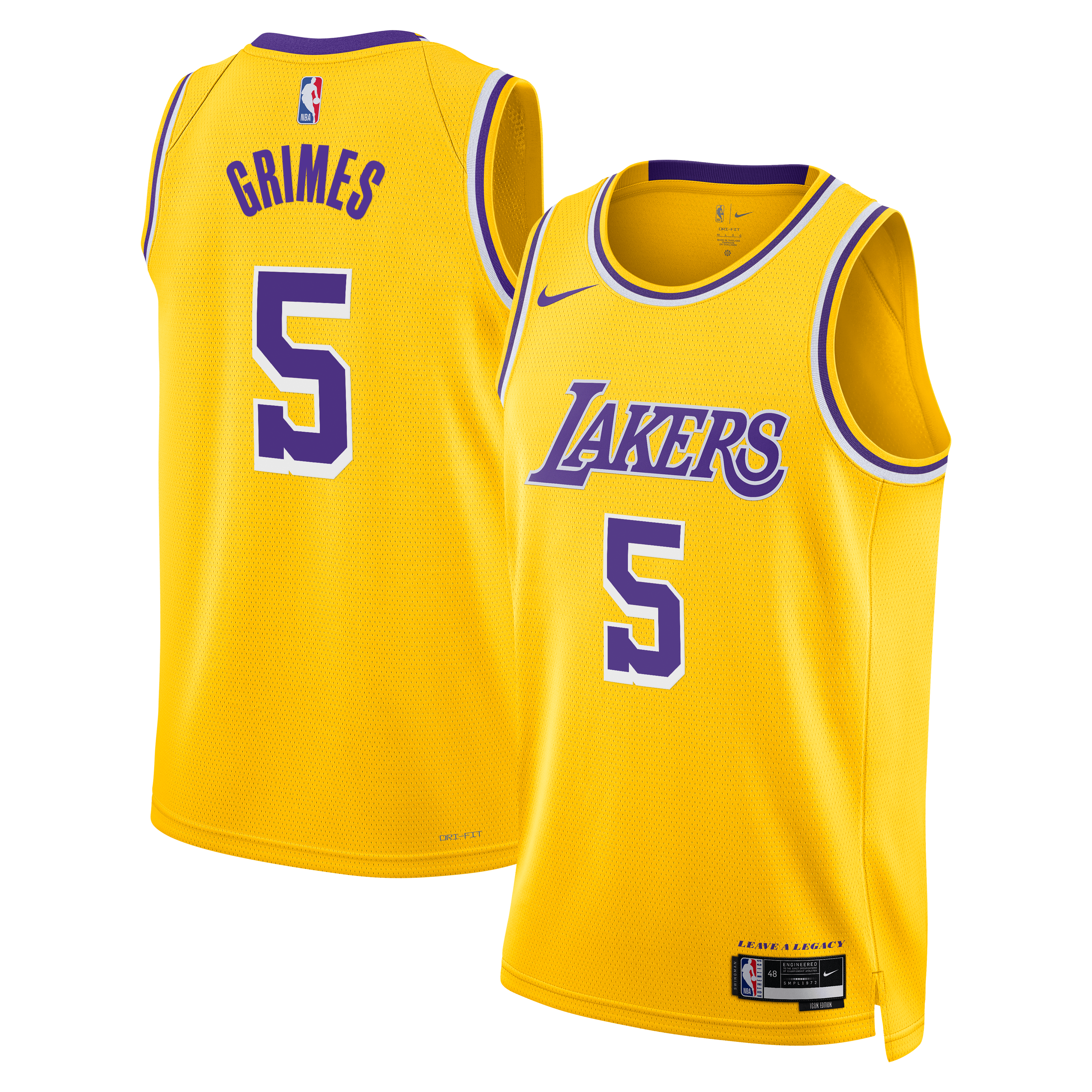 Los Angeles Lakers Nike Icon Edition Swingman Jersey - Gold - Quentin Grimes - Unisex