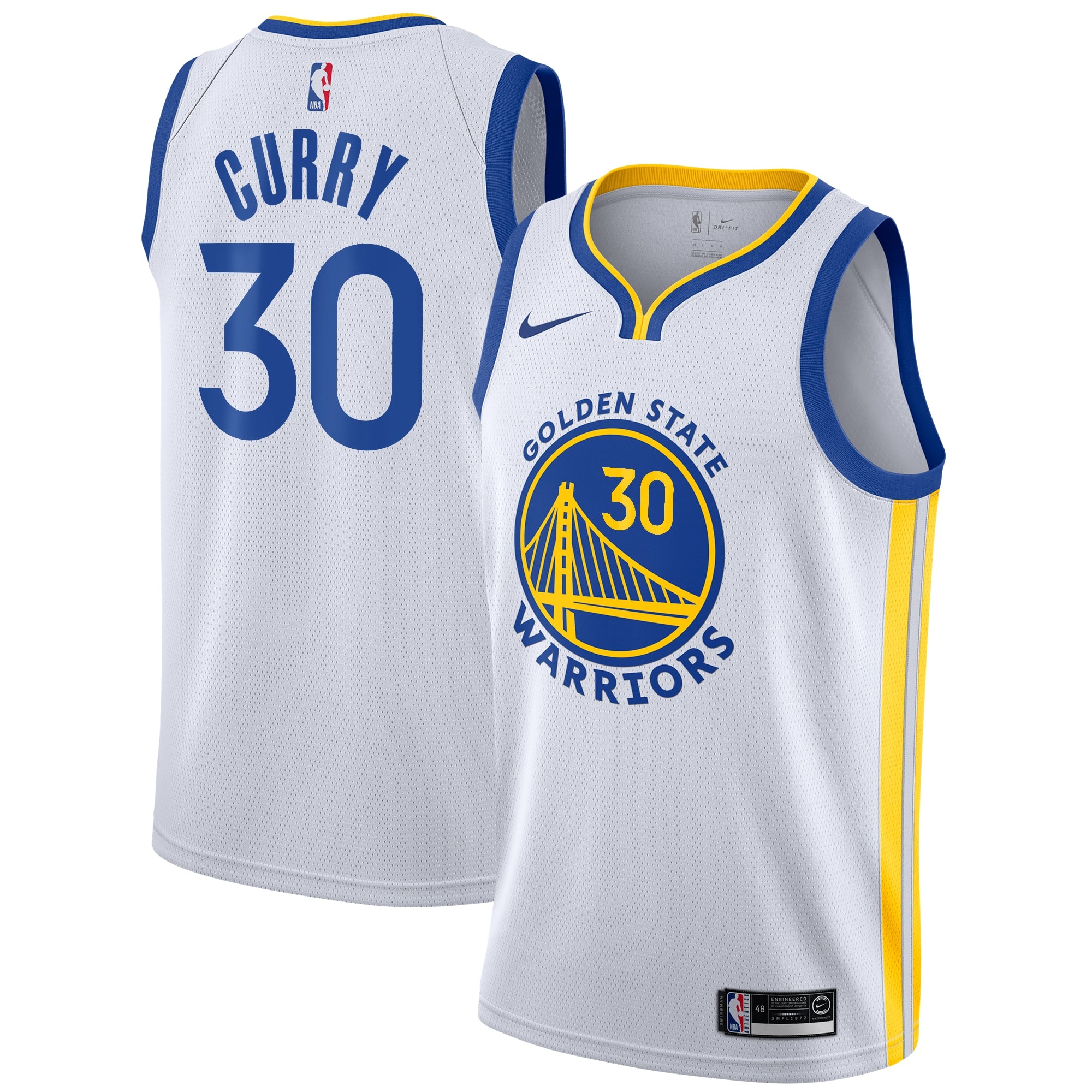 Golden State Warriors Nike Association Edition Swingman Jersey - White - Stephen Curry - Youth