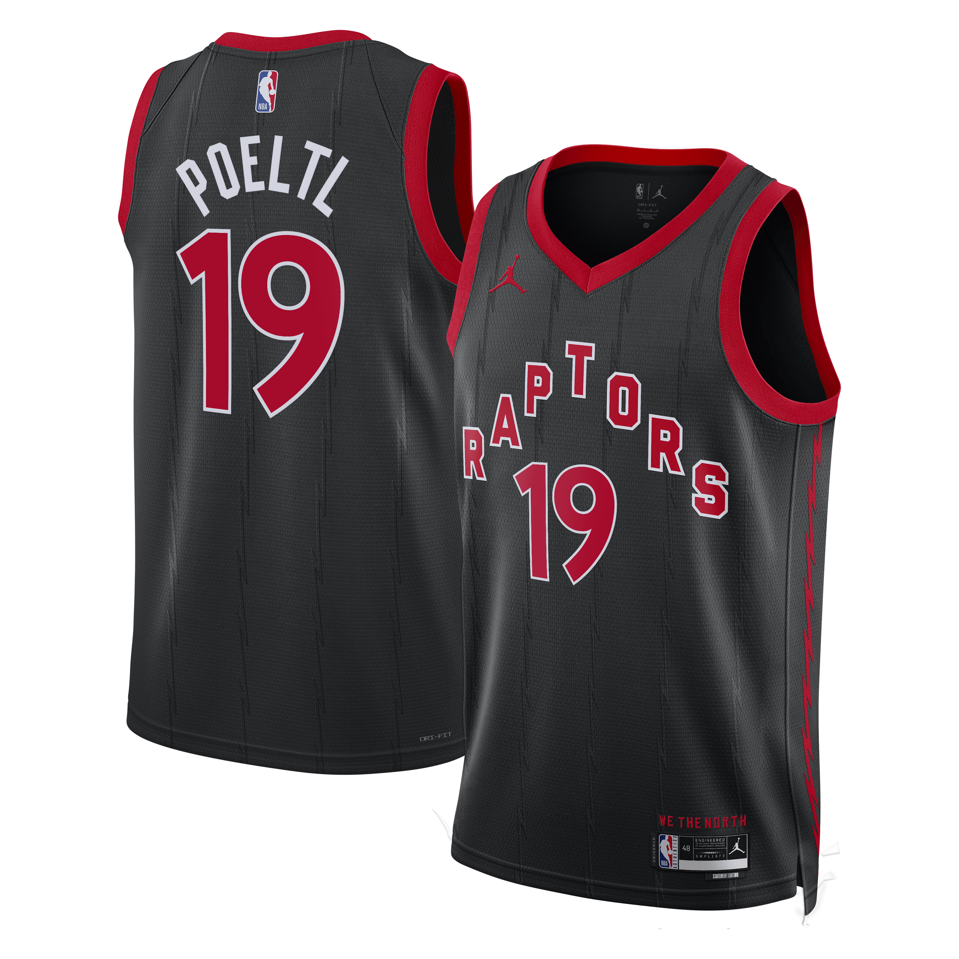 Toronto Raptors Jordan Brand Statement Edition Swingman Jersey - Black - Jakob Poeltl - Unisex