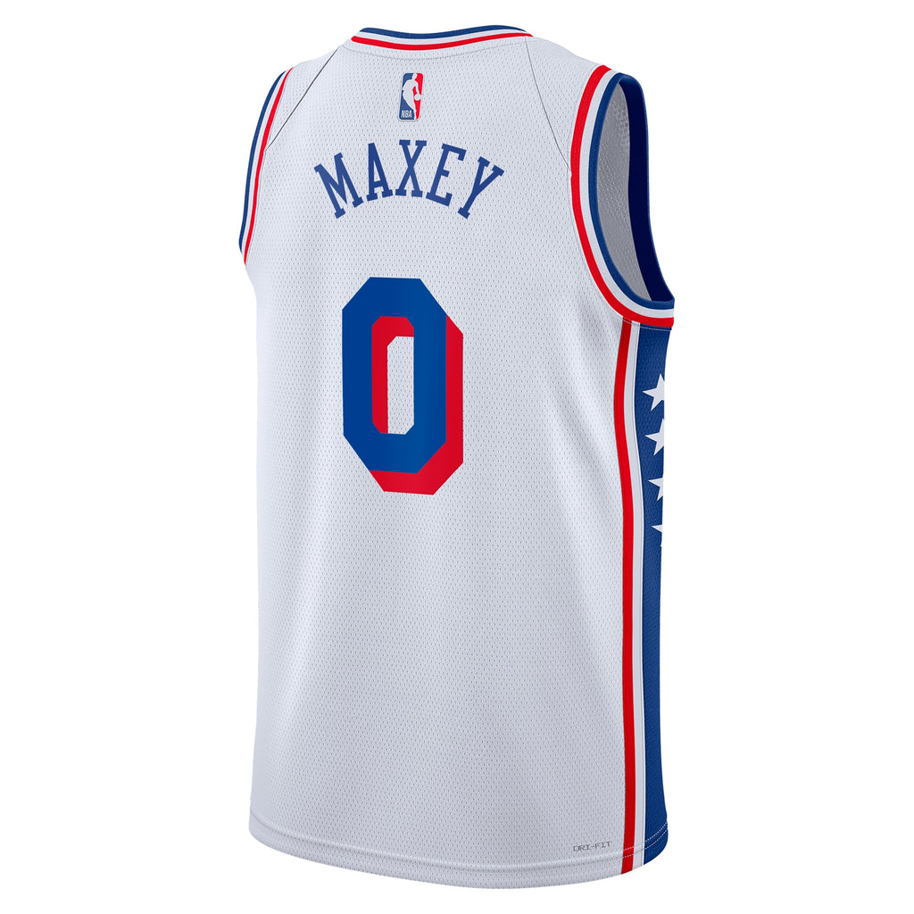 Philadelphia 76ers Nike Association Edition Swingman Jersey - White - Tyrese Maxey - Unisex