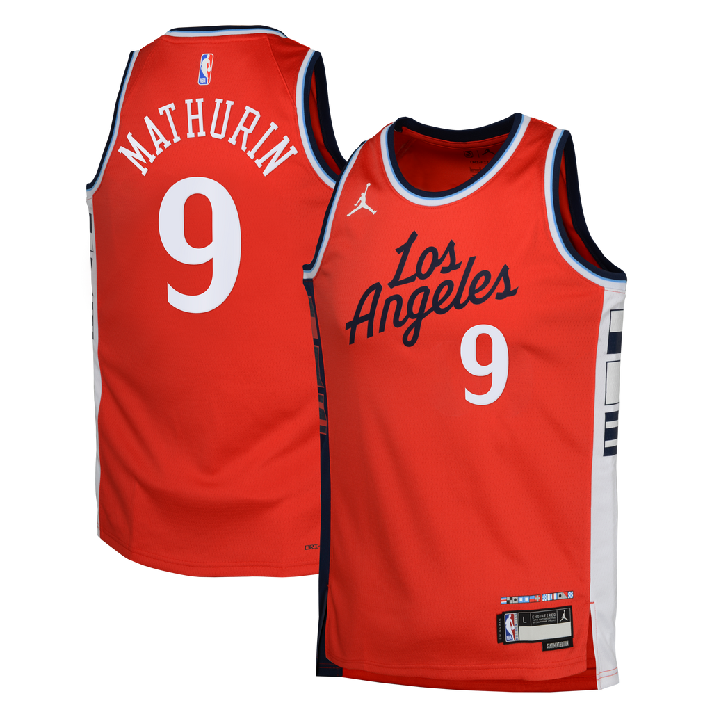 LA Clippers Jordan Brand Statement Edition Swingman Jersey - Red - Bennedict Mathurin - Youth