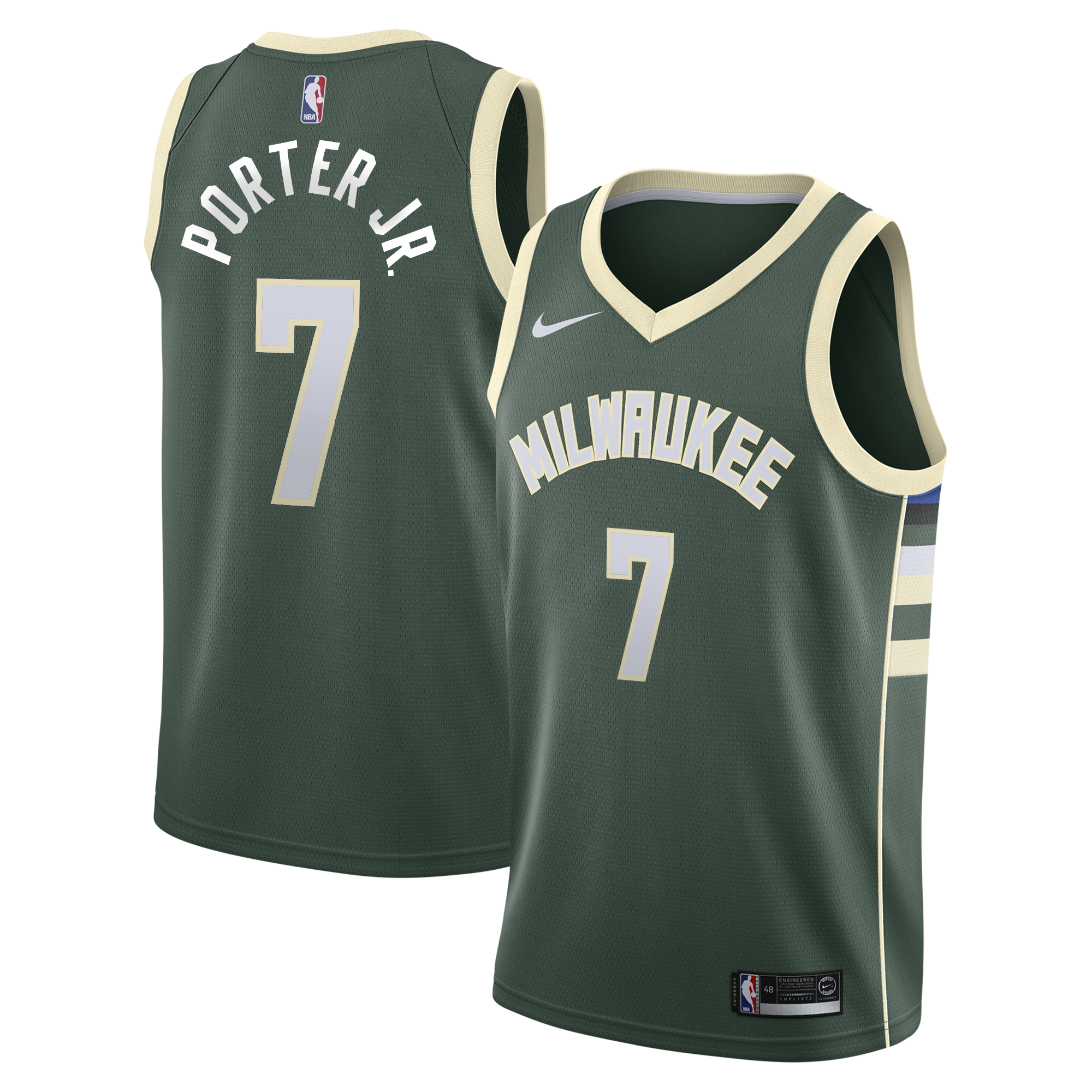 Milwaukee Bucks Nike Icon Edition Swingman Jersey - Hunter Green - Kevin Porter Jr. - Youth