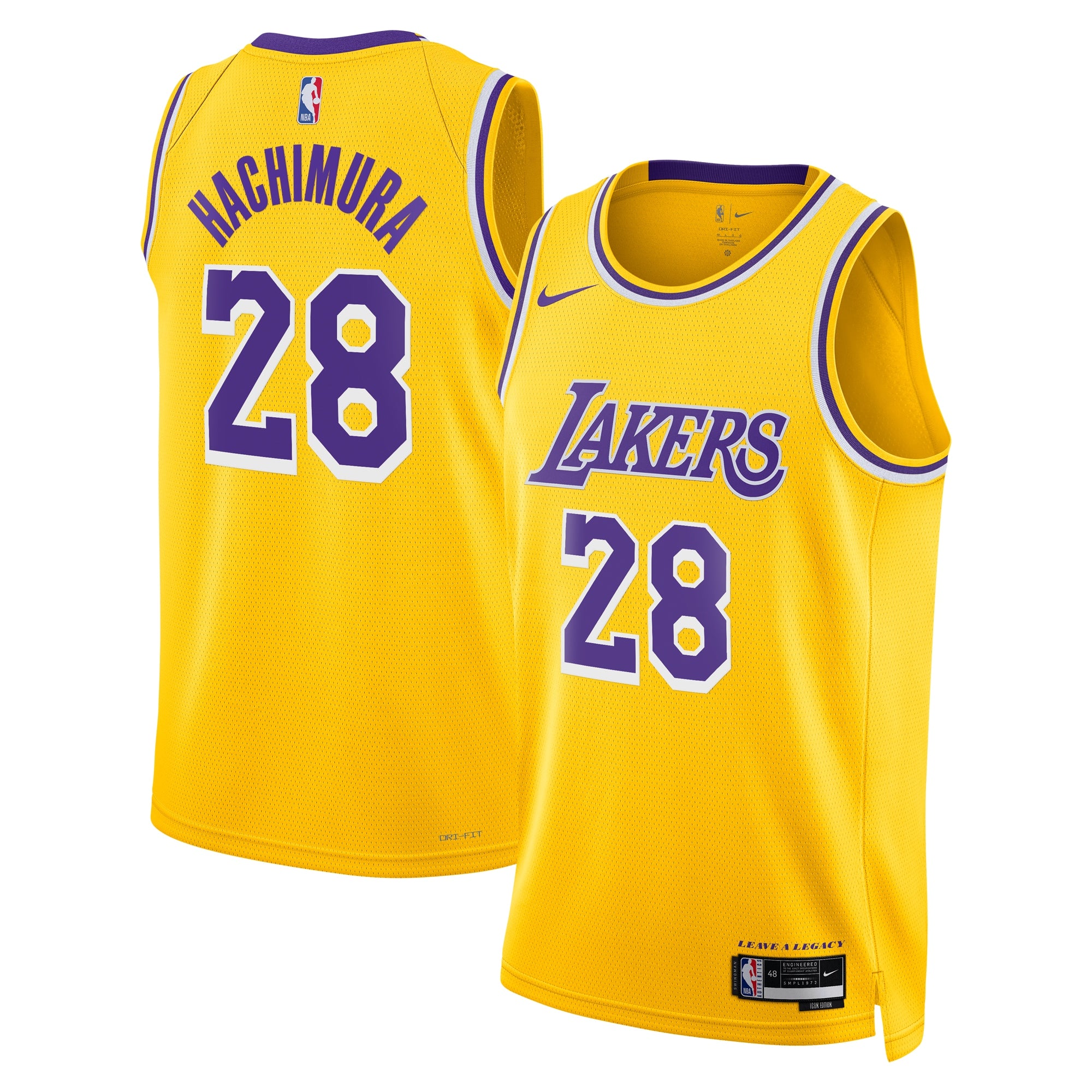 Los Angeles Lakers Nike Icon Swingman Jersey - Gold - Rui Hachimura - Youth