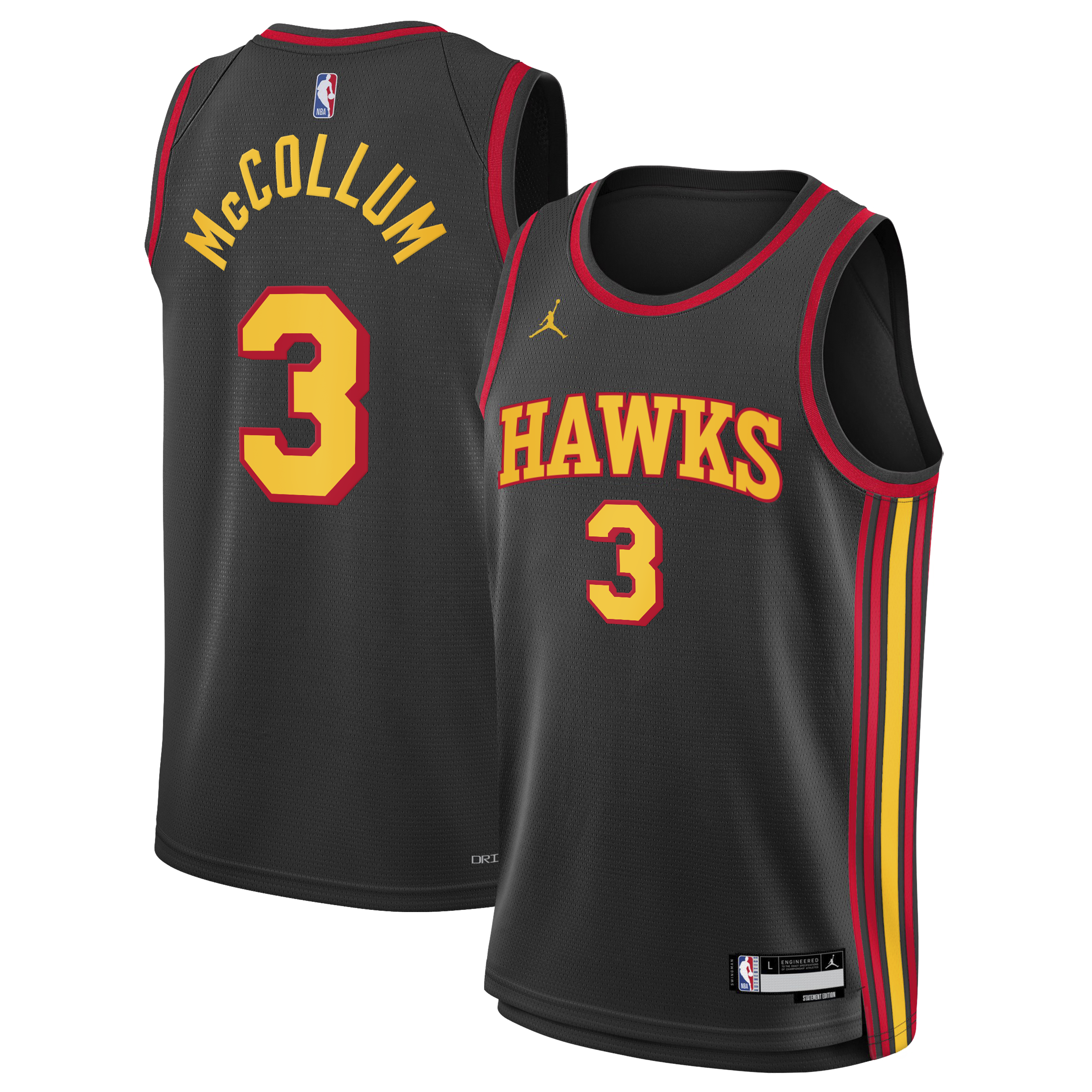 Atlanta Hawks Jordan Brand Statement Edition Swingman Jersey - Black - CJ McCollum - Youth