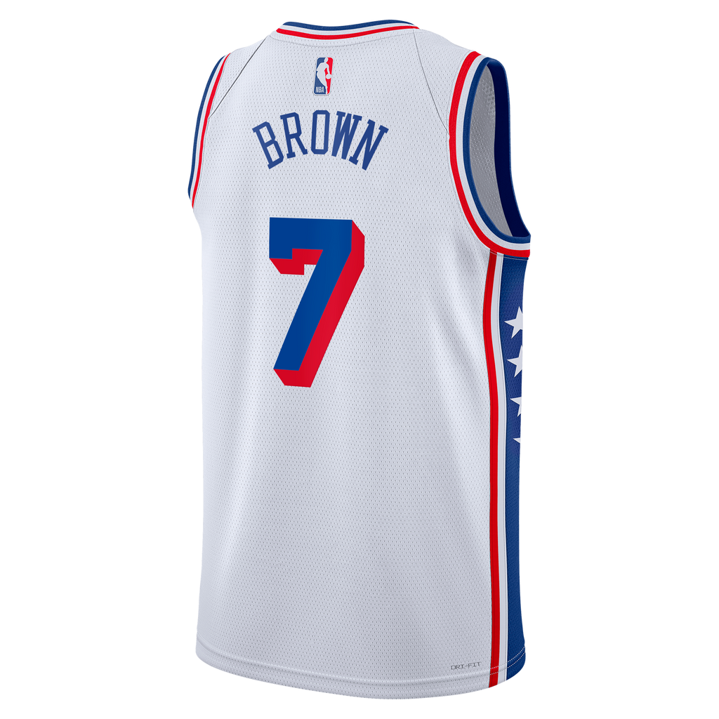 Philadelphia 76ers Nike Association Edition Swingman Jersey - White - Jaylen Brown - Unisex