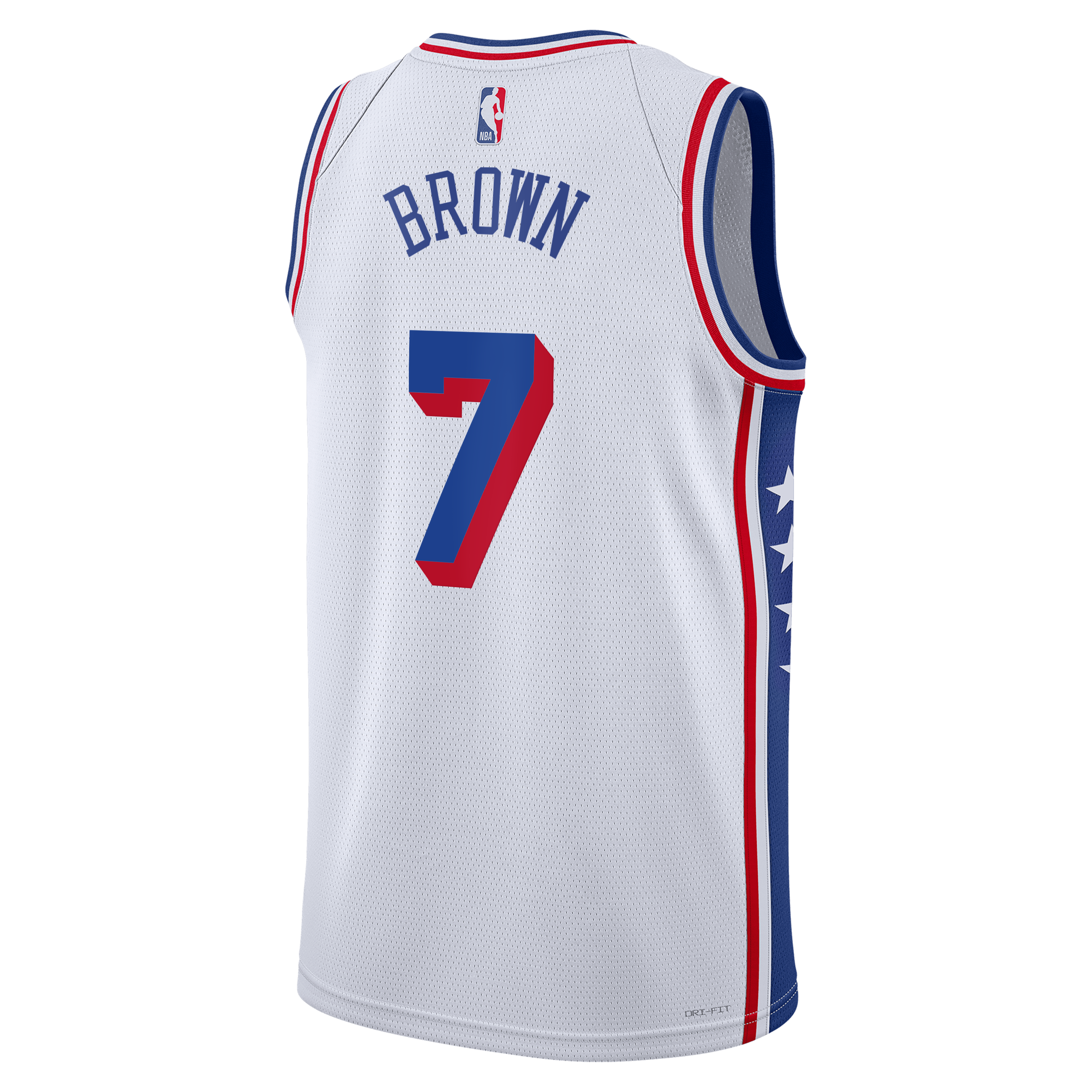 Philadelphia 76ers Nike Association Edition Swingman Jersey - White - Jaylen Brown - Unisex