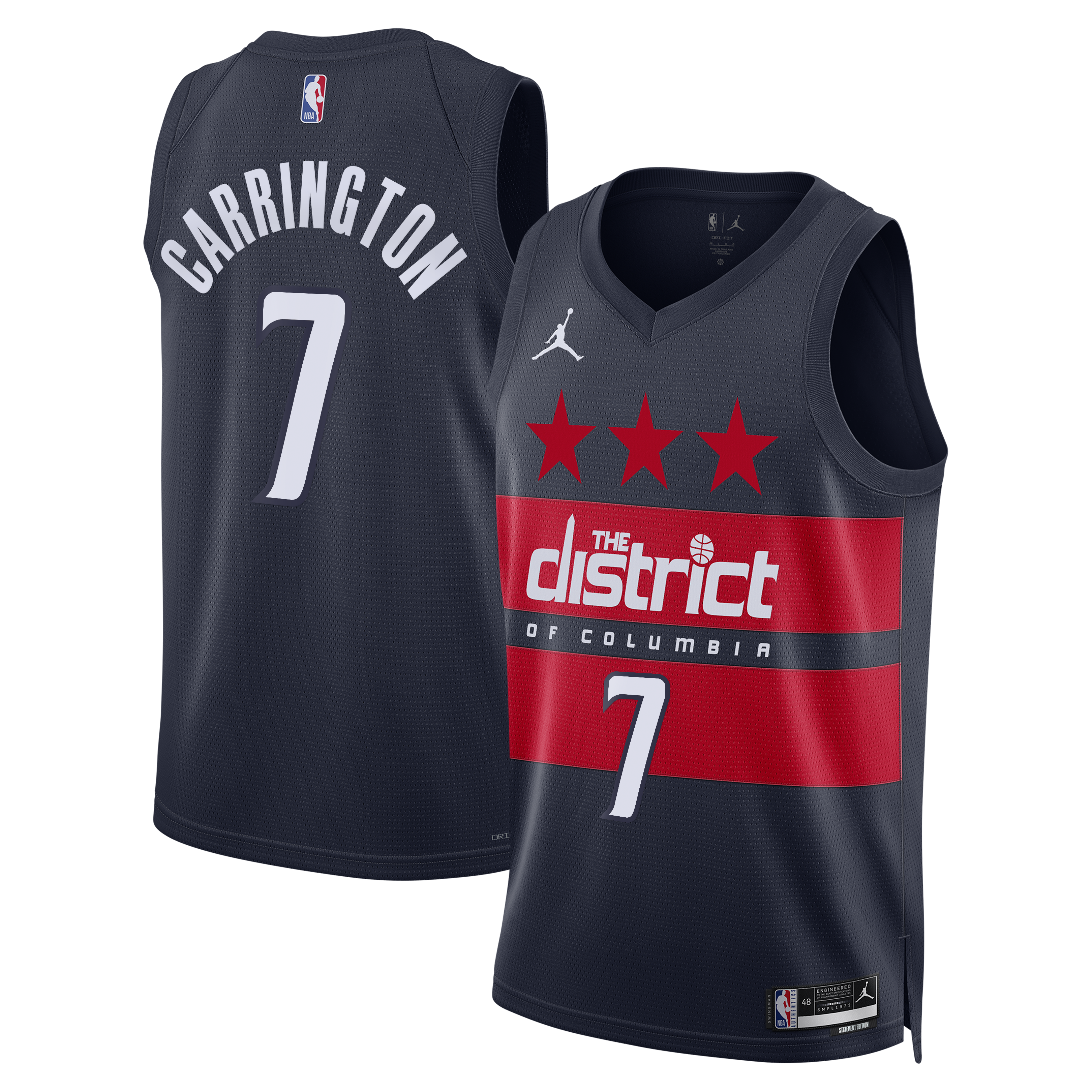 Washington Wizards Jordan Brand Statement Edition Swingman Jersey - Navy - Bub Carrington - Mens