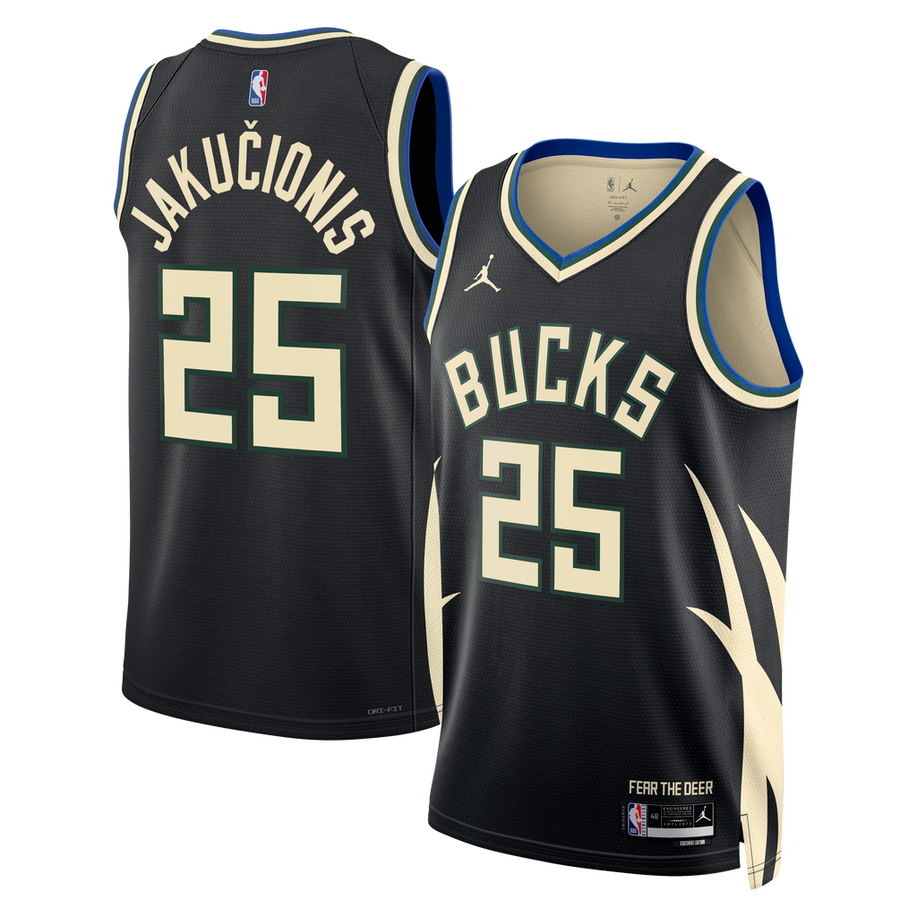 Milwaukee Bucks Jordan Brand Statement Edition Swingman Jersey - Hunter Green - Kasparas Jakučionis - Unisex