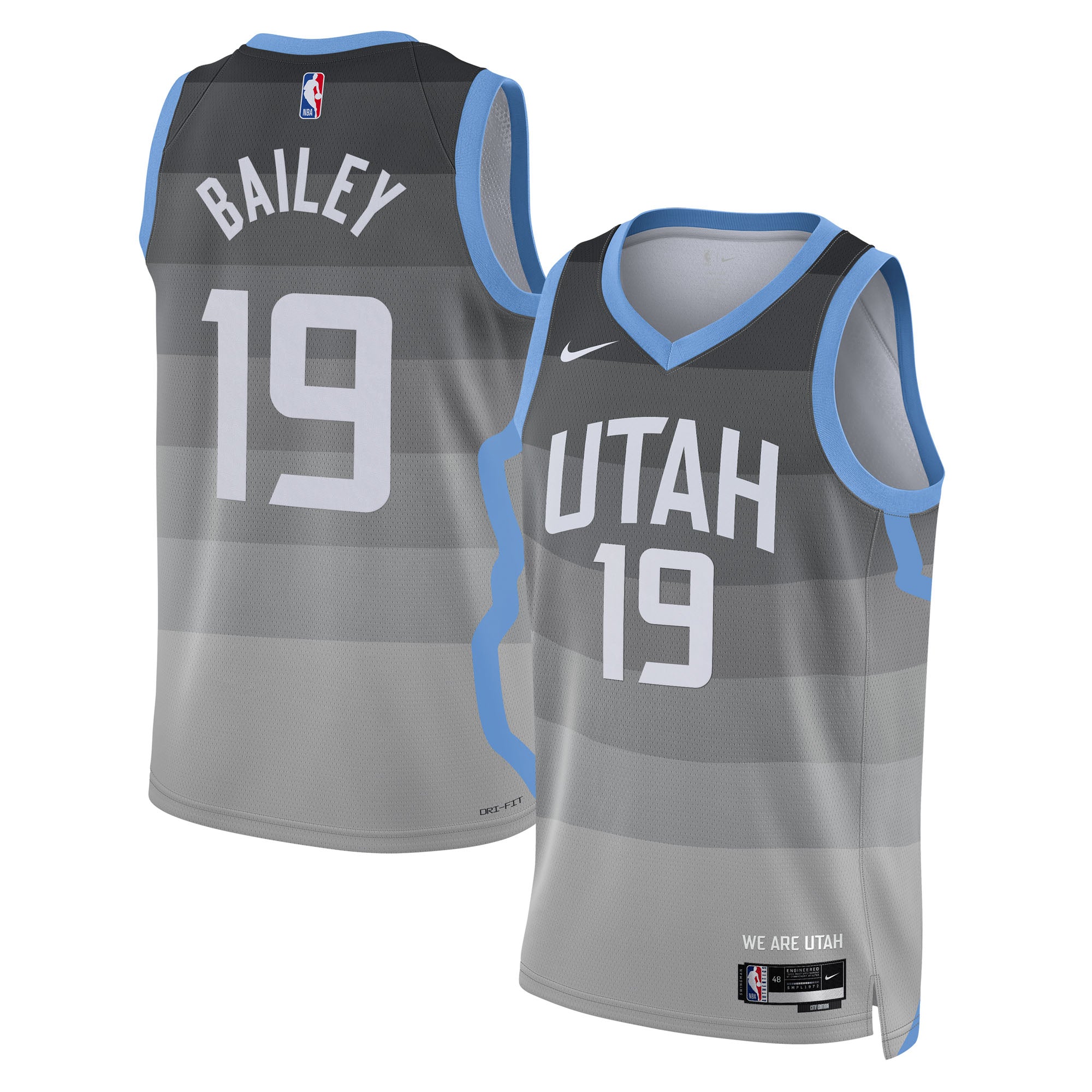 Utah Jazz Nike 2025/26 City Edition Swingman Jersey - Gray - Ace Bailey - Unisex