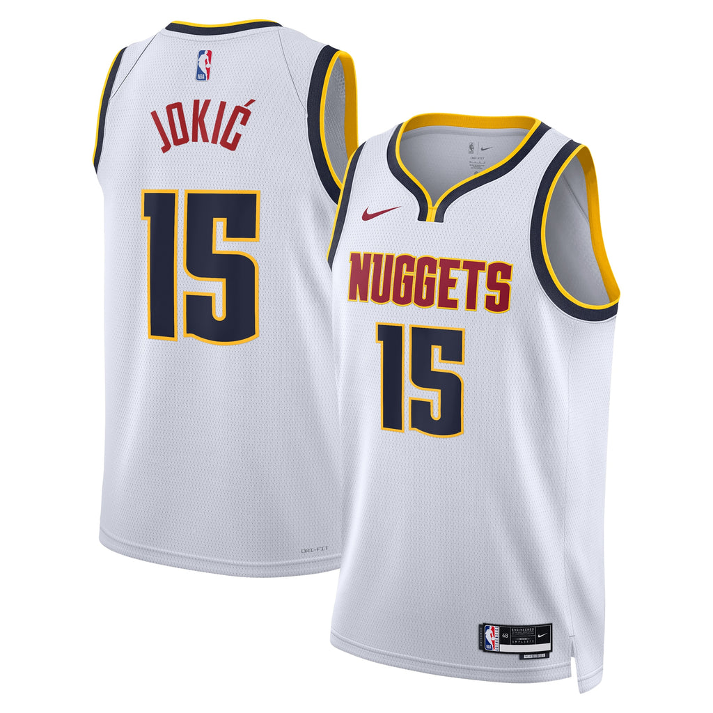 Denver Nuggets Nike Association Swingman Jersey - White - Nikola Jokić - Youth