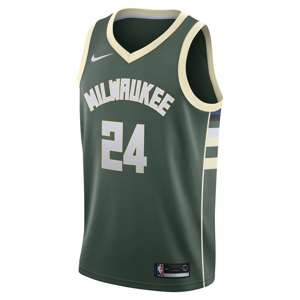 Milwaukee Bucks Nike Icon Edition Swingman Jersey - Hunter Green - Jaime Jaquez Jr. - Youth